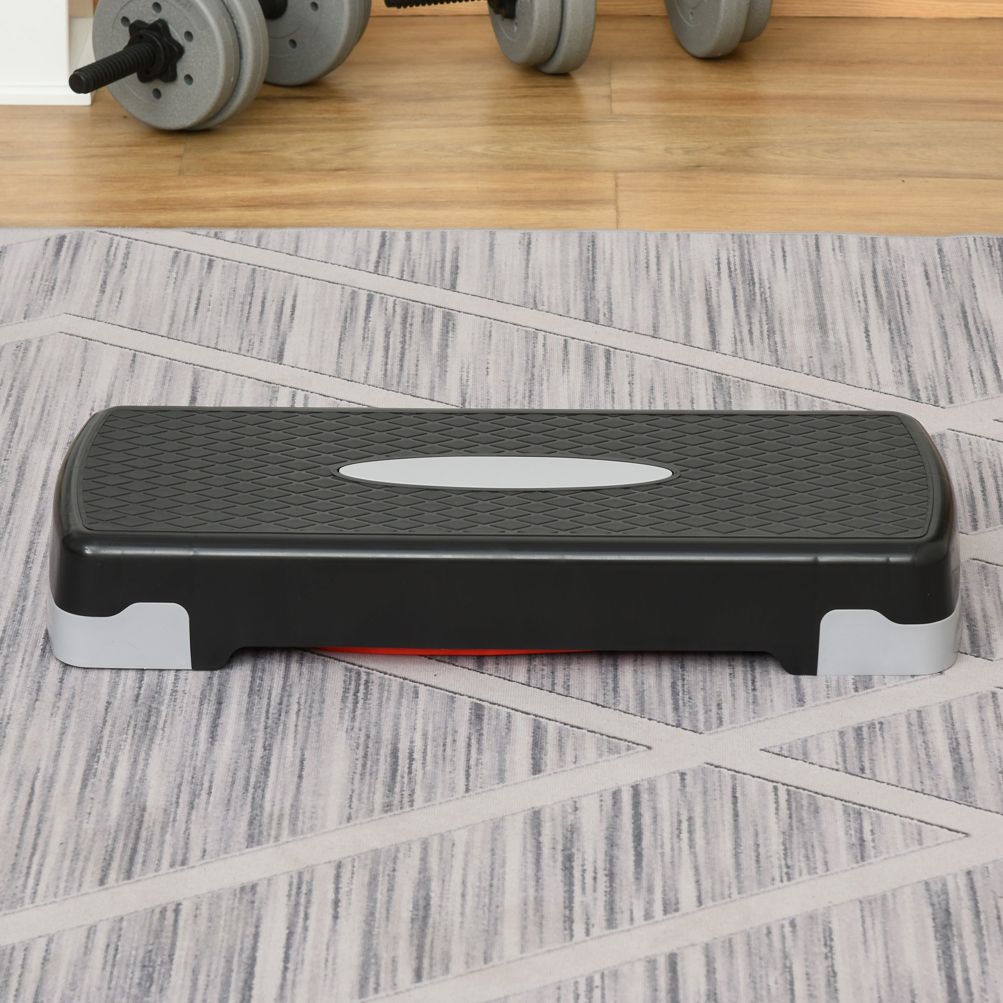 Step Fitness per Aerobica 68x29xh10-15 cm Altezza Regolabile in Plastica Nero e Rosso...