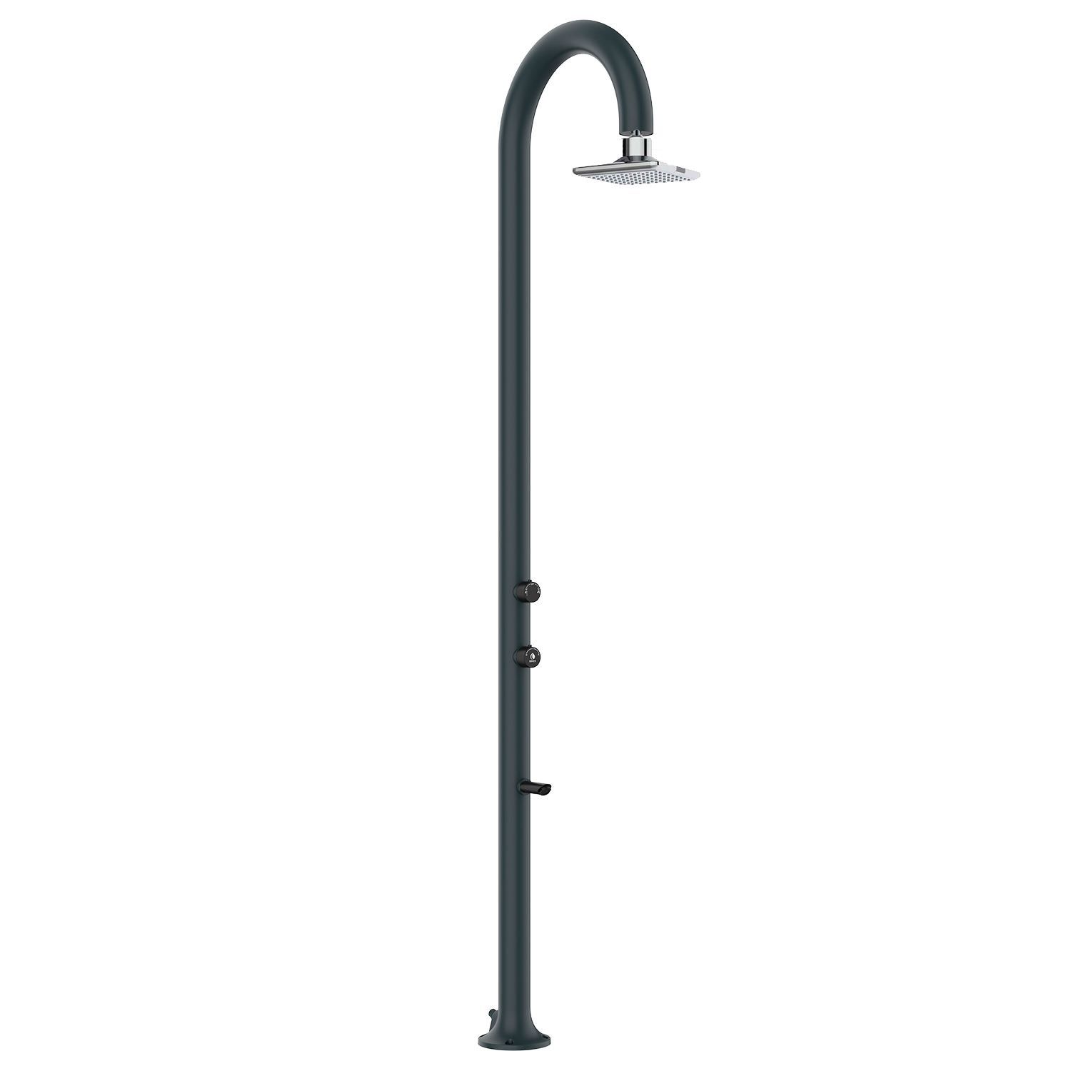 Doccia da Giardino in Alluminio Soffione LED Quadrato con Termometro LCD Sined Luna Alu Grigio