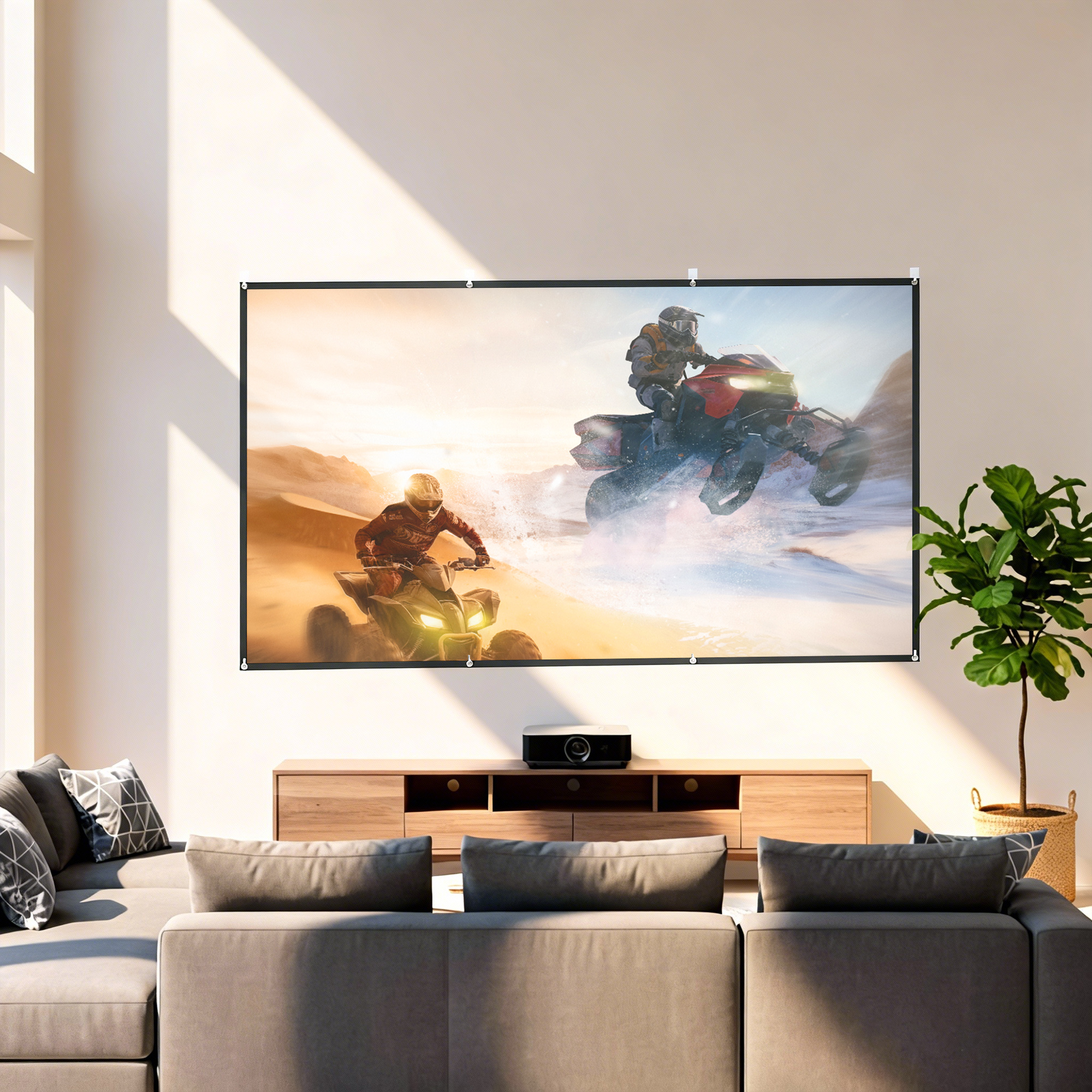 Telo per Proiettore 120" 16:9 HD 4K-8K Pieghevole e Portatile Antipiega e Lavabile Bianco...