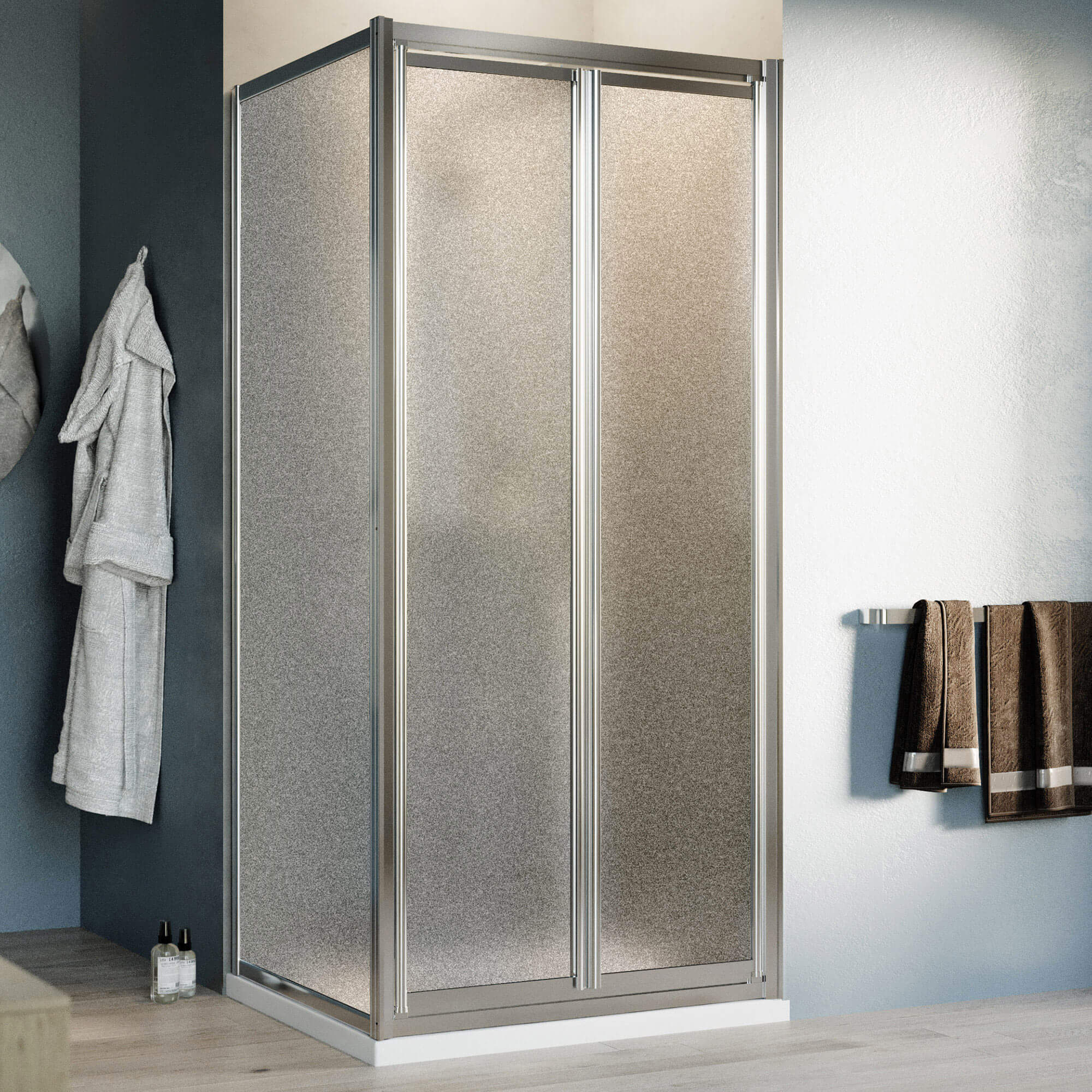 Box Doccia Angolare 70x80 cm 2 Ante Battenti in Cristallo Opaco 4-6mm H198 Fosterberg Maribo Duo...