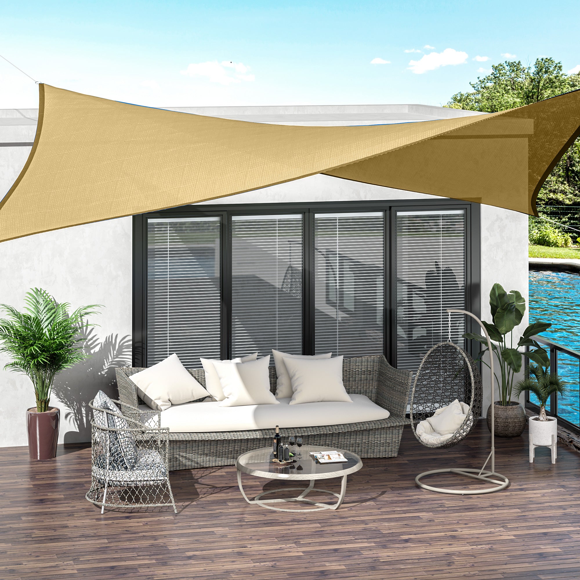 Tenda Vela da Giardino 4x6m in PE Sabbia...