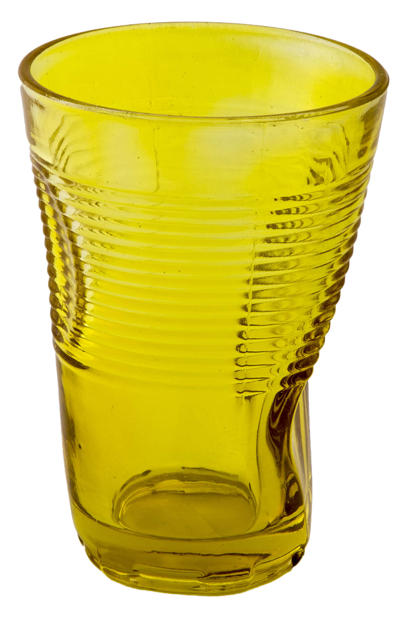 Set 6 Bicchieri Accartocciati 34 cl Ø8 cm in Vetro Pressato Kaleidos Gialli...