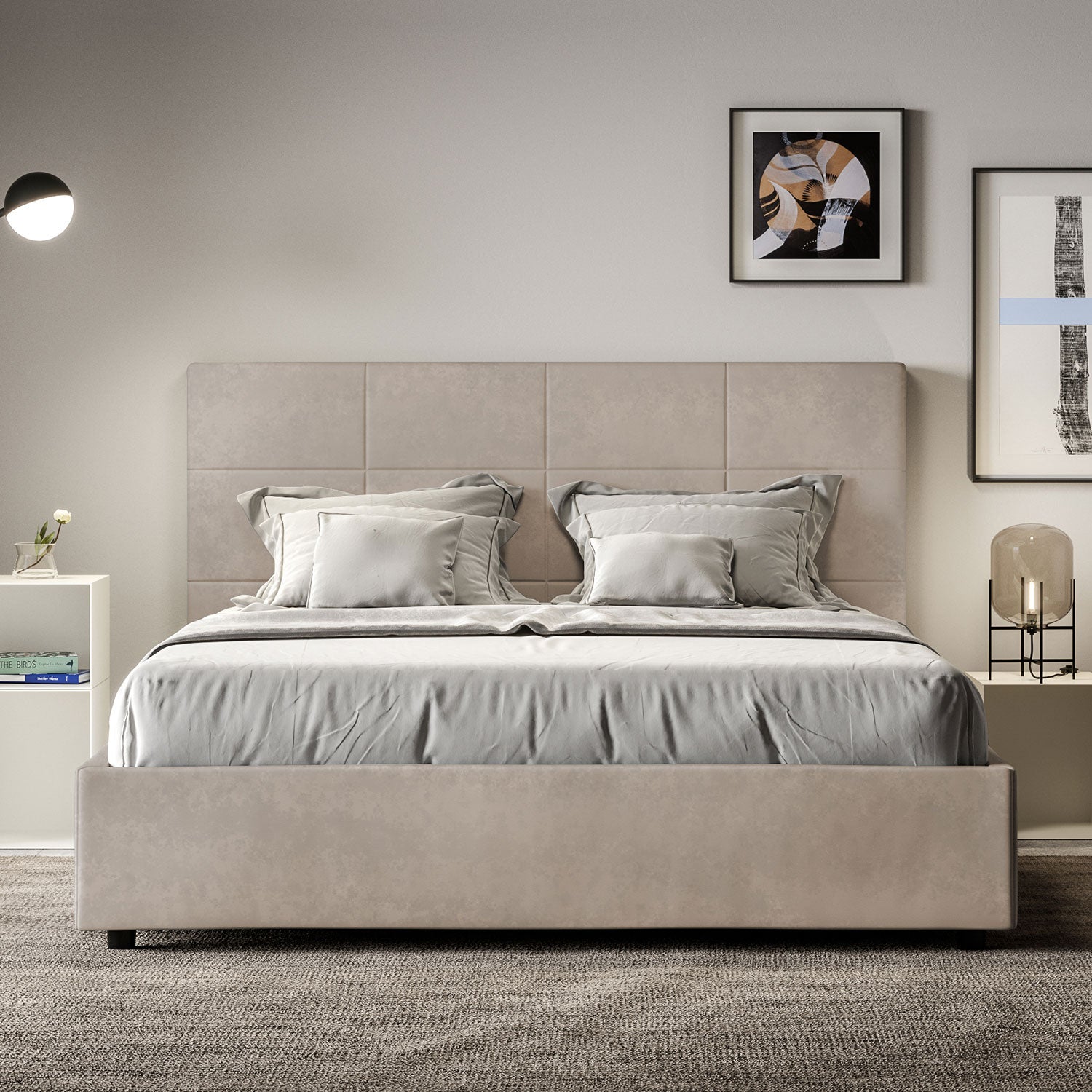 Letto Matrimoniale Francese 140x190 cm Senza Rete Mika Sabbia...