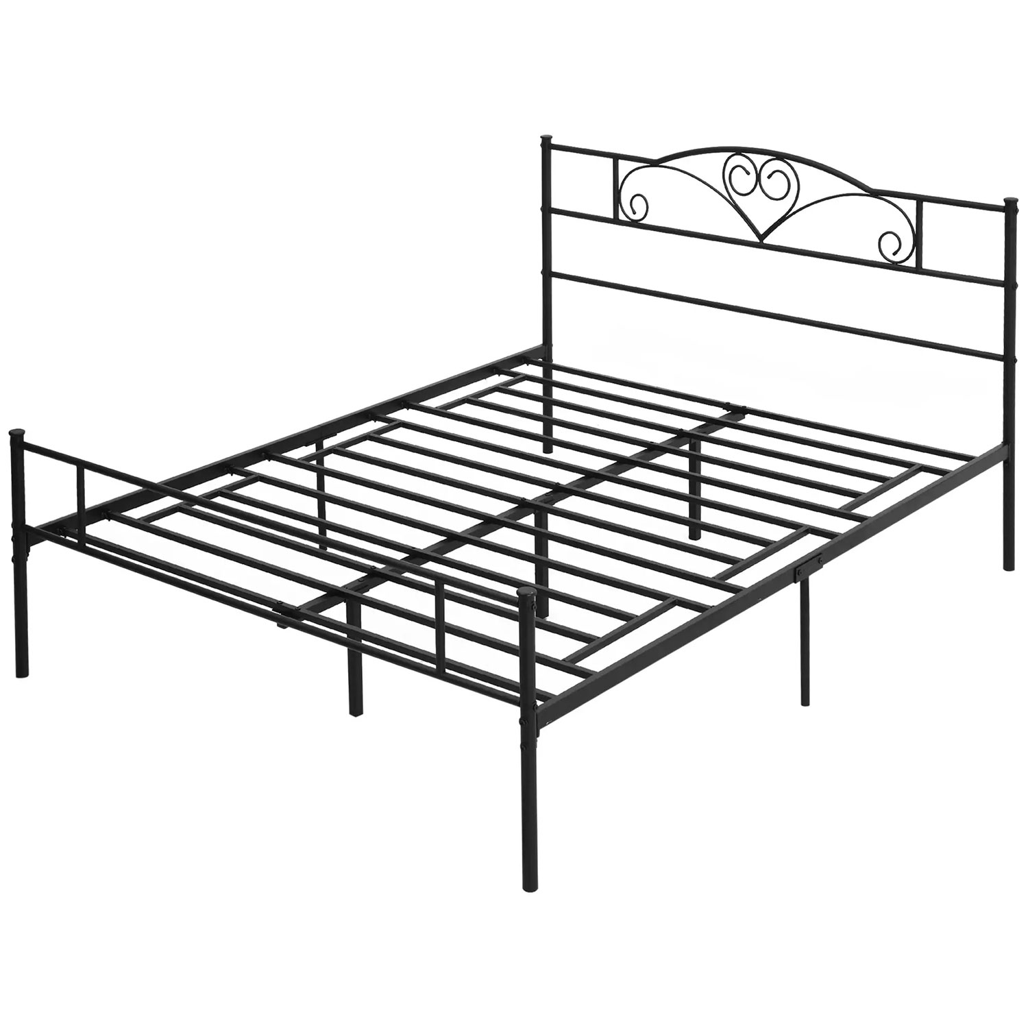 Struttura Letto Matrimoniale 160x200 cm in Acciaio con Doghe Integrate Nero
