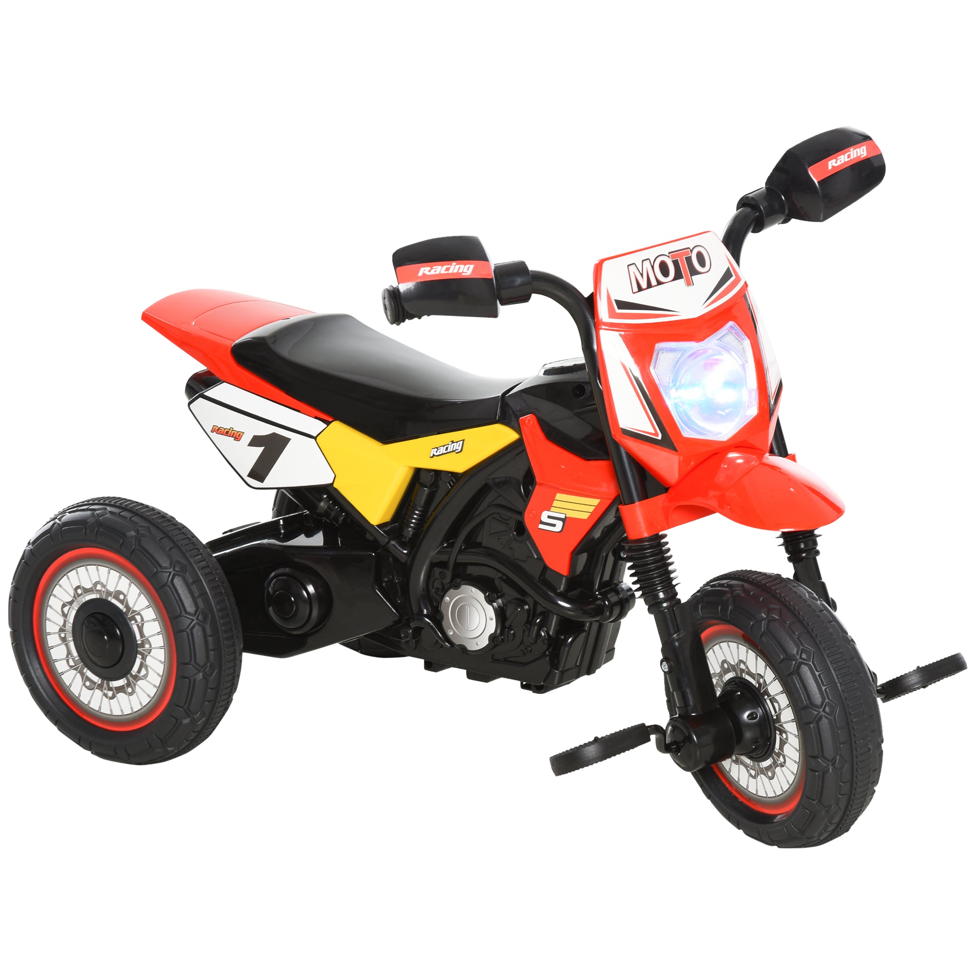 Image of Triciclo a Pedali per Bambini a Forma di Moto Rosso