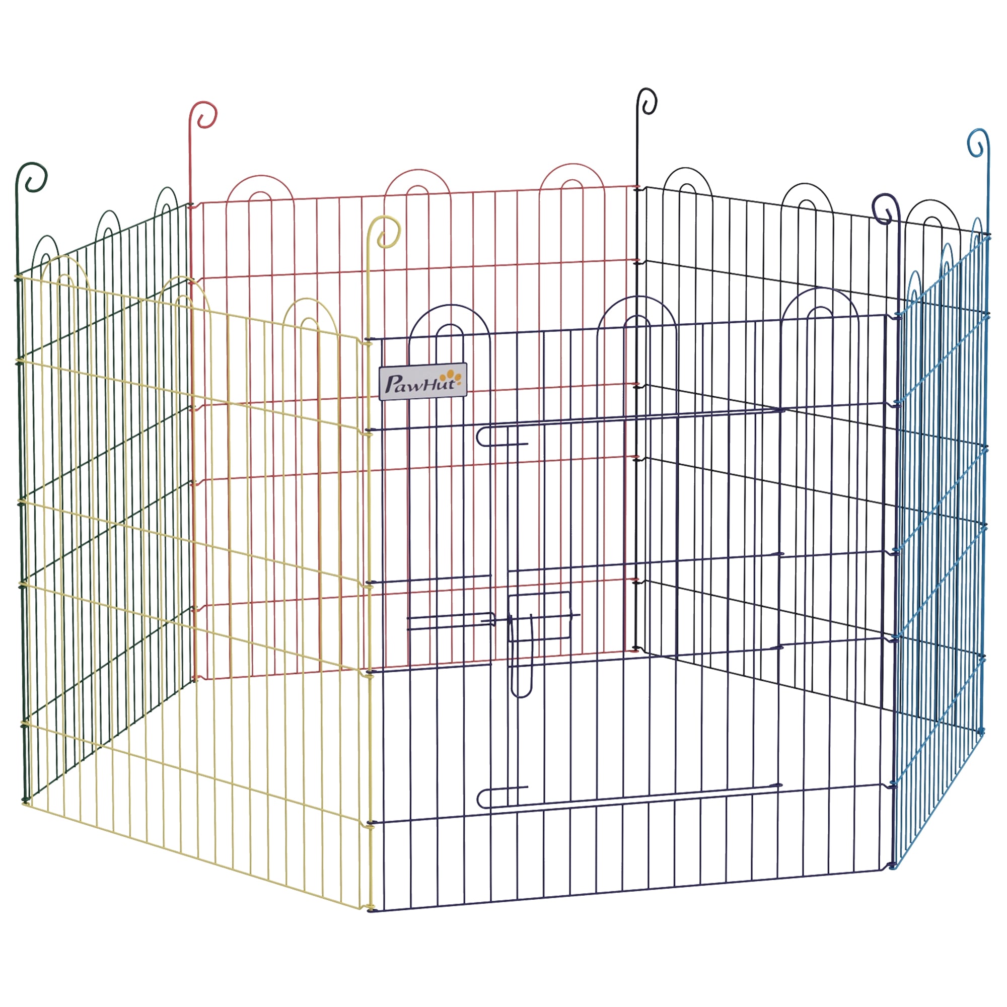 Recinto per Cani 6 Pannelli Ø120x60 cm in Metallo Multicolore