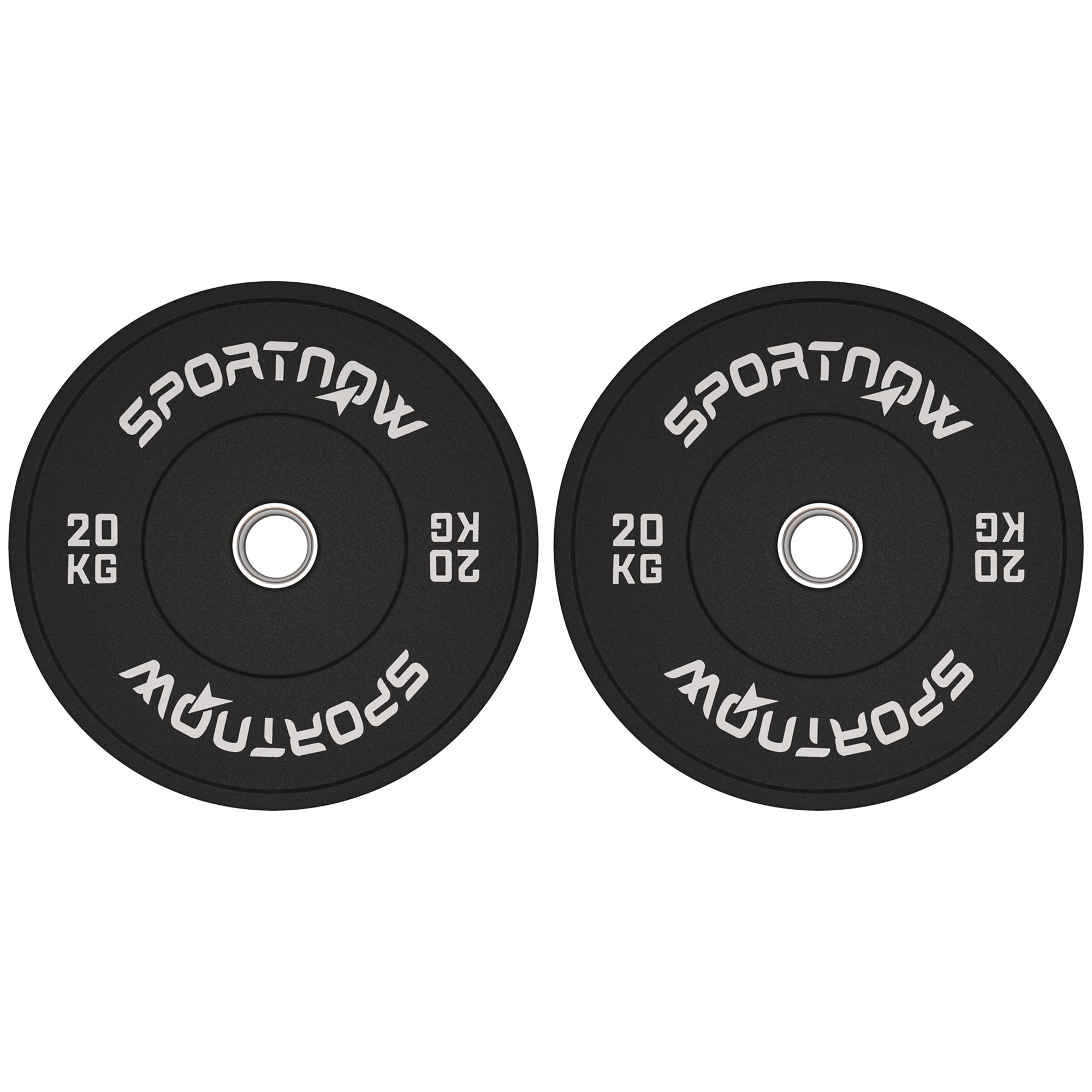 Image of Set 2 Dischi Pesi da 20kg in Gomma con Foro da 2&quot;/5 cm per Manubri e Bilancieri Nero