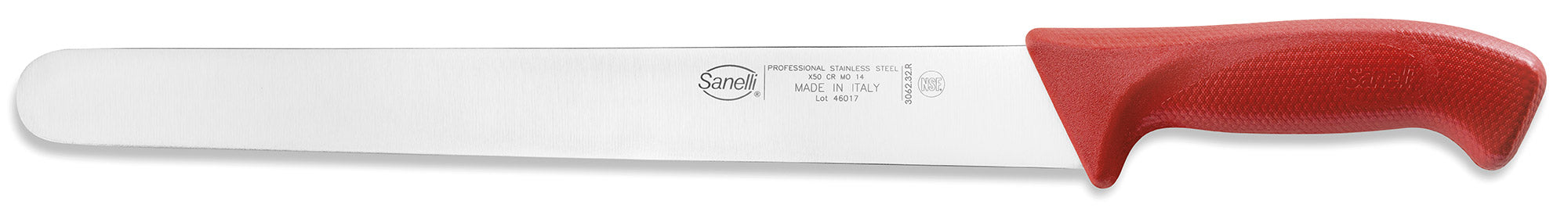 Image of Coltello per Prosciutto Lama 32 cm Manico Antiscivolo Sanelli Skin Rosso