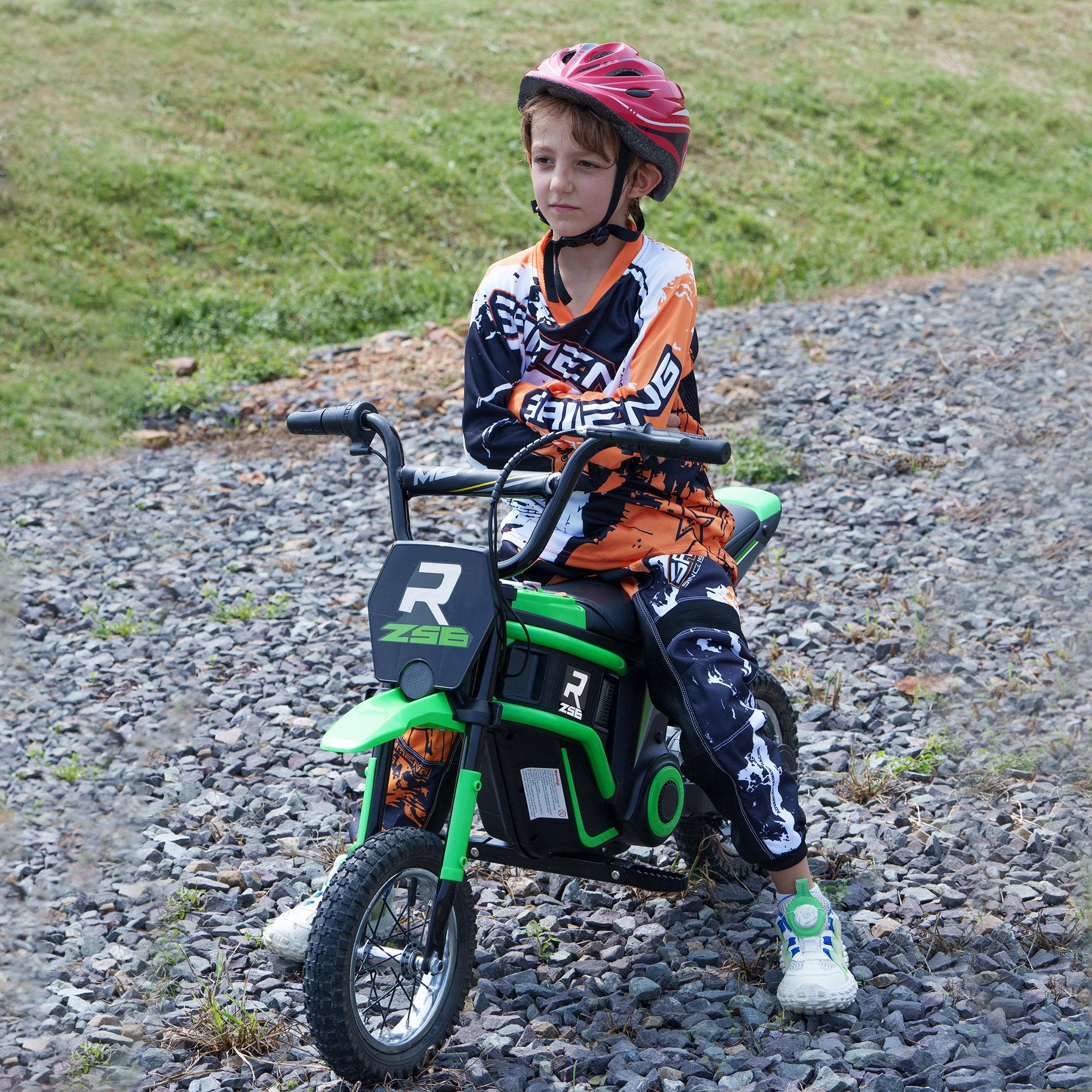 Moto Elettrica per Bambini con Acceleratore Manuale 2 Velocità 8-16km/h Verde...
