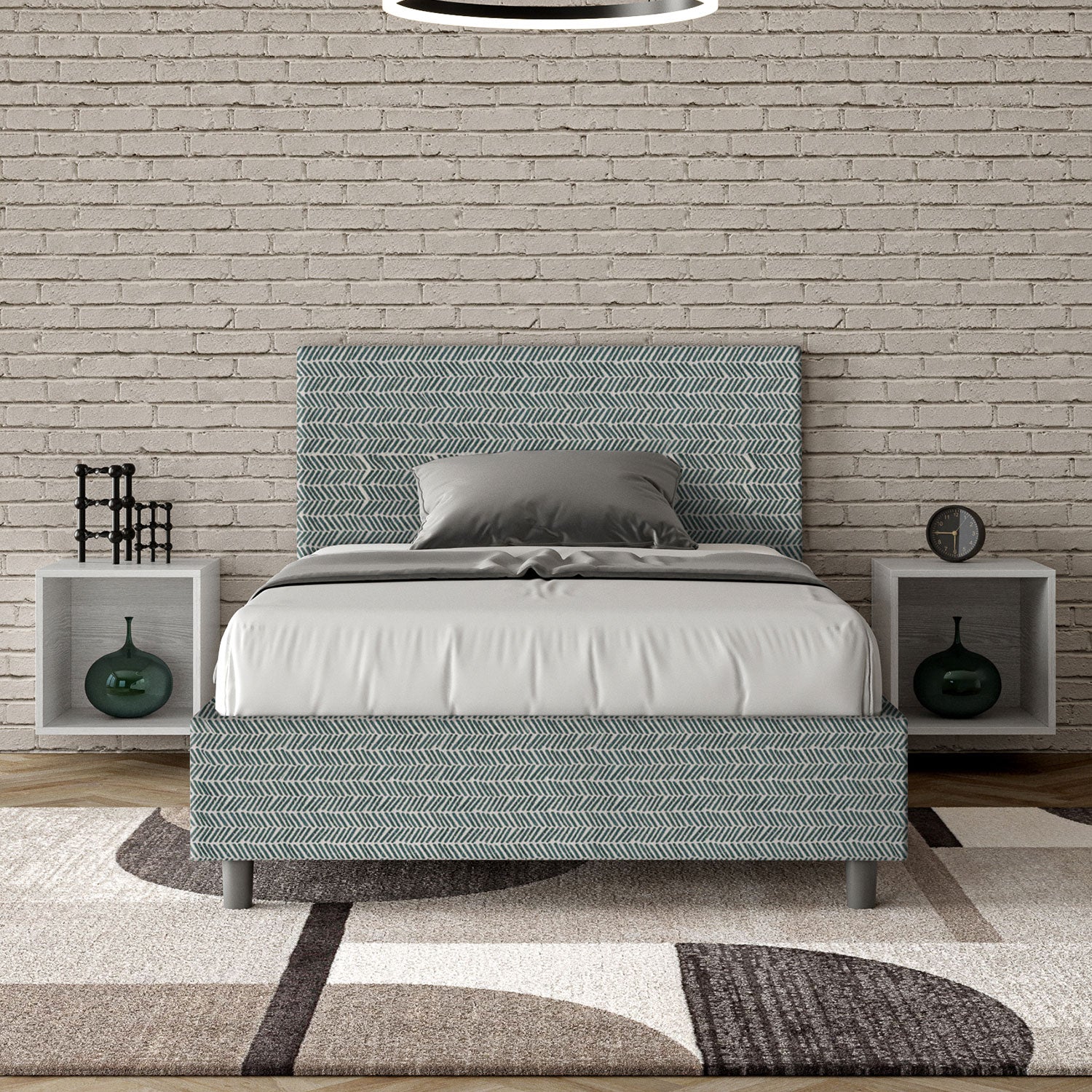 Letto 1 Piazza e Mezzo 120x200 cm Senza Rete Adele Aragona 7 Azzurro...