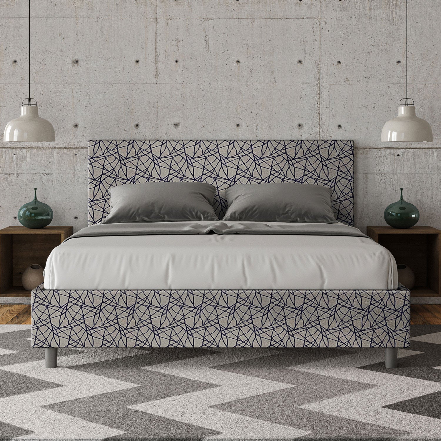 Letto Matrimoniale 160x200 cm Senza Rete Adele Era 09 Blu...