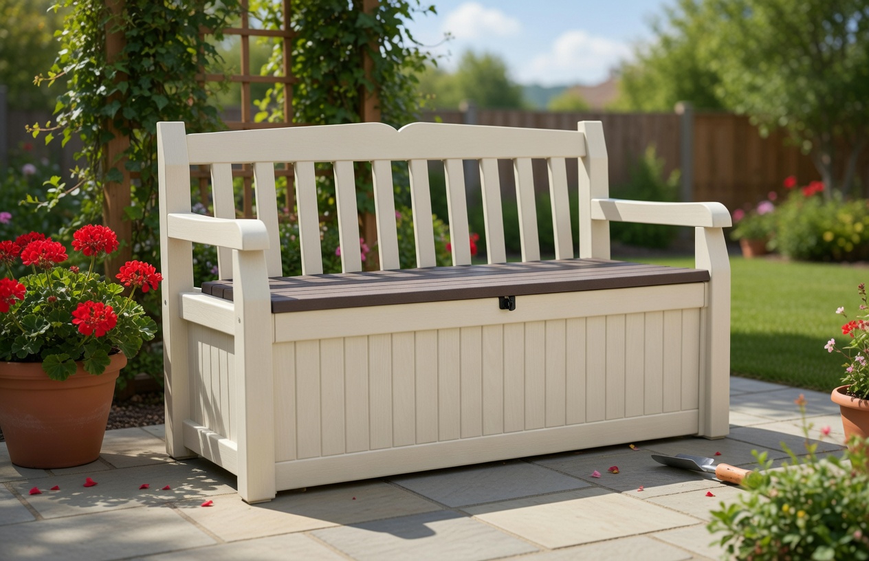 Panchina Contenitore da Giardino 140x60x84 cm in Resina Keter Eden Bench Beige...