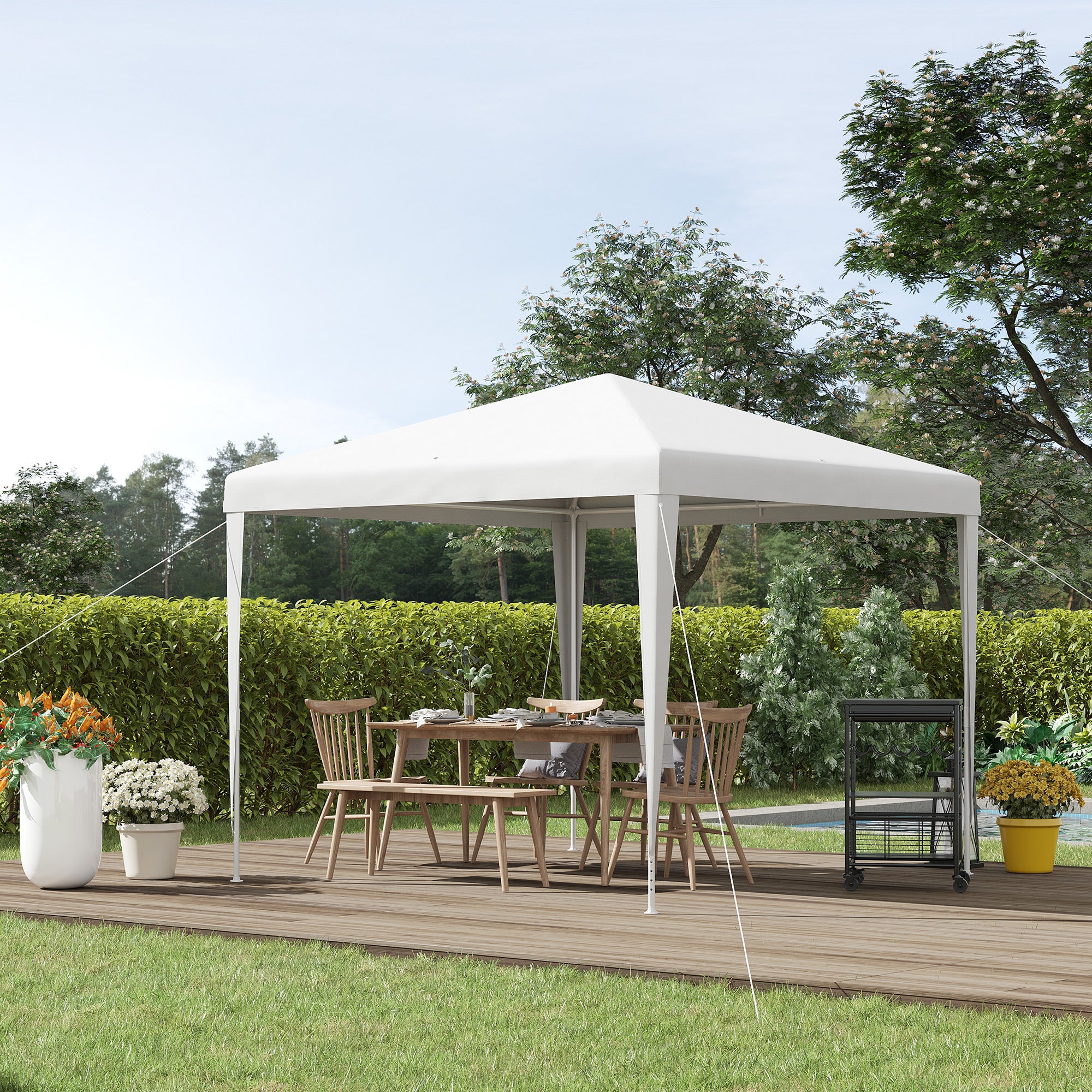 Gazebo da Giardino per Esterno e Interno 2,7x2,7m Telaio in Acciaio Bianco...