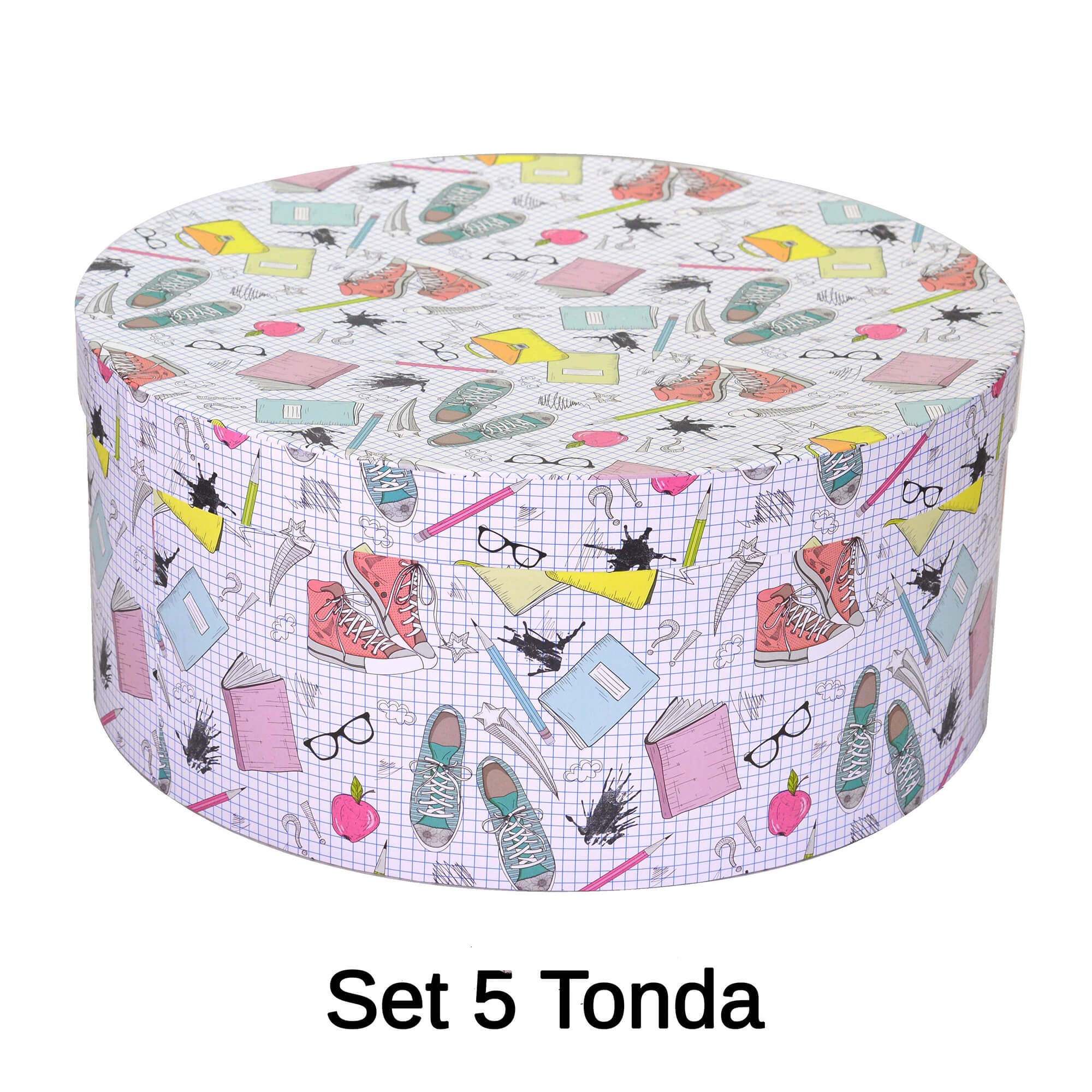Image of Set 5 Scatole cartone school tondo