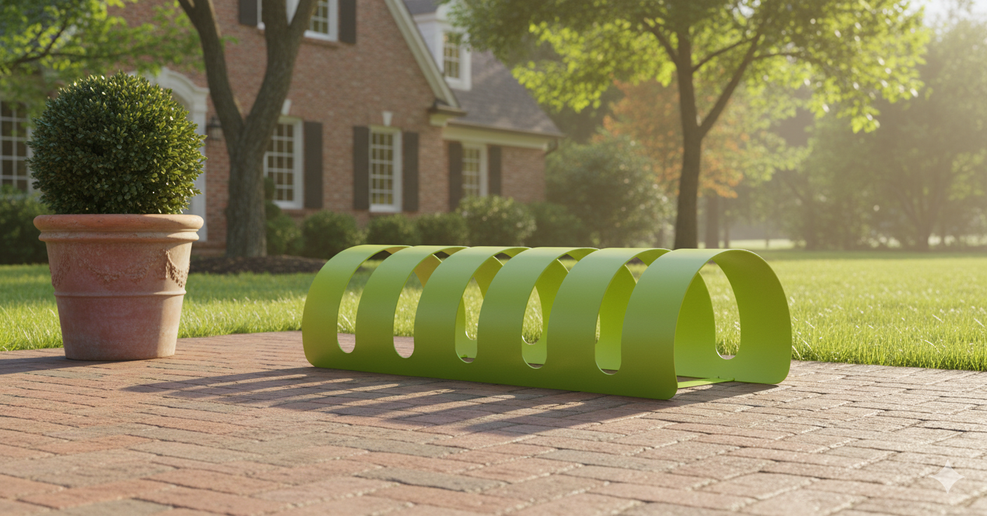 Rastelliera Portabici 5 Posti in Ferro 90x30x23 cm Belfer Bike Rack 42/PB Verde Acido...