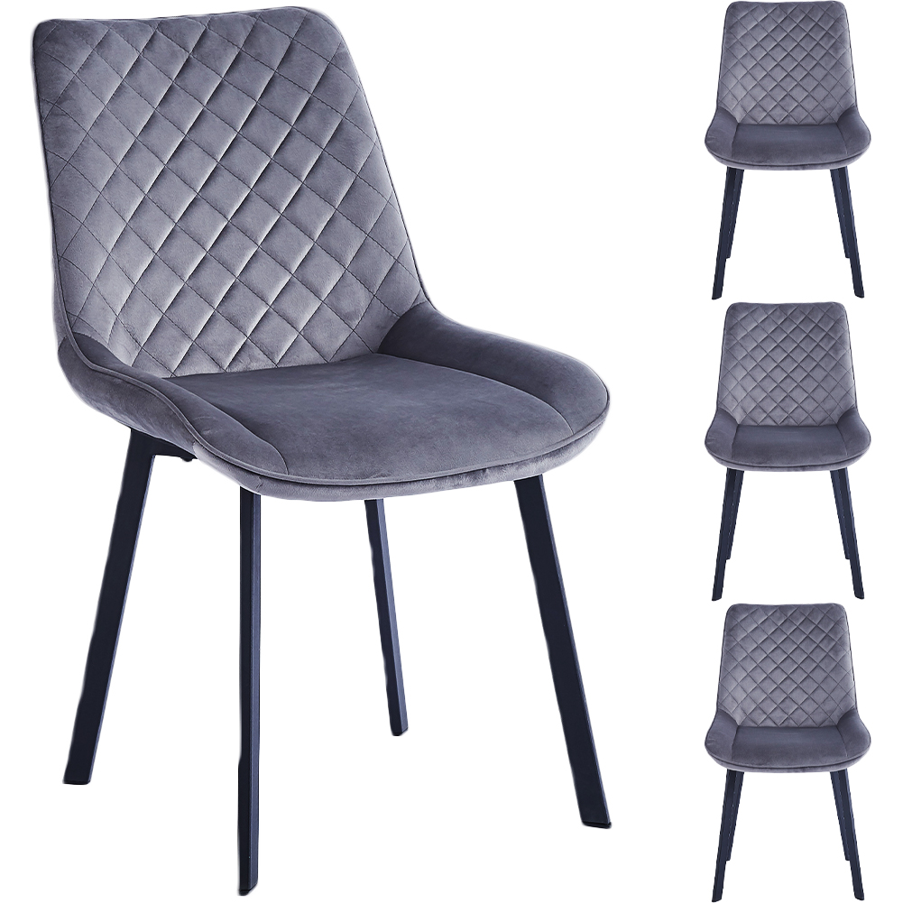 Set 4 Sedie Da Pranzo In Finta Pelle Scamosciata - Stile Scandinavo Vintage, Gambe Metallo, Per Cucina E Soggiorno