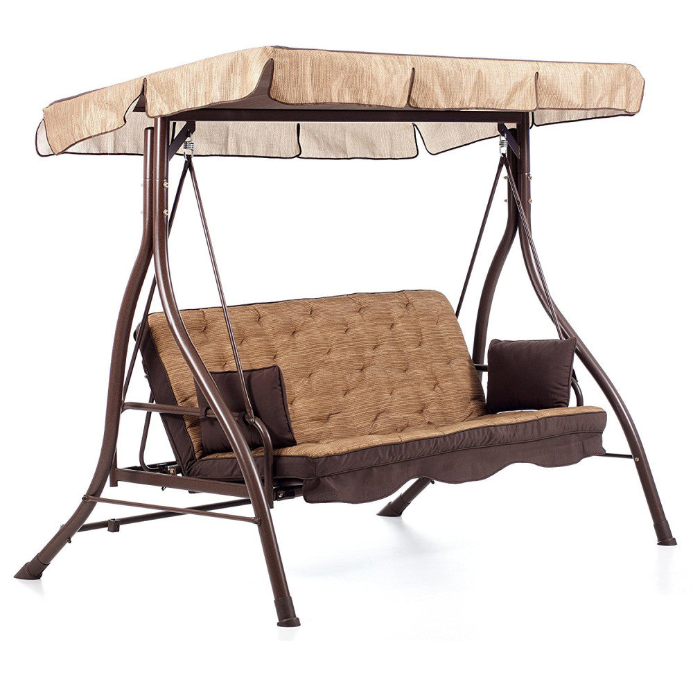 Dondolo Zanzibar 3 Posti 83x95x186 h cm in Tessuto Marrone...