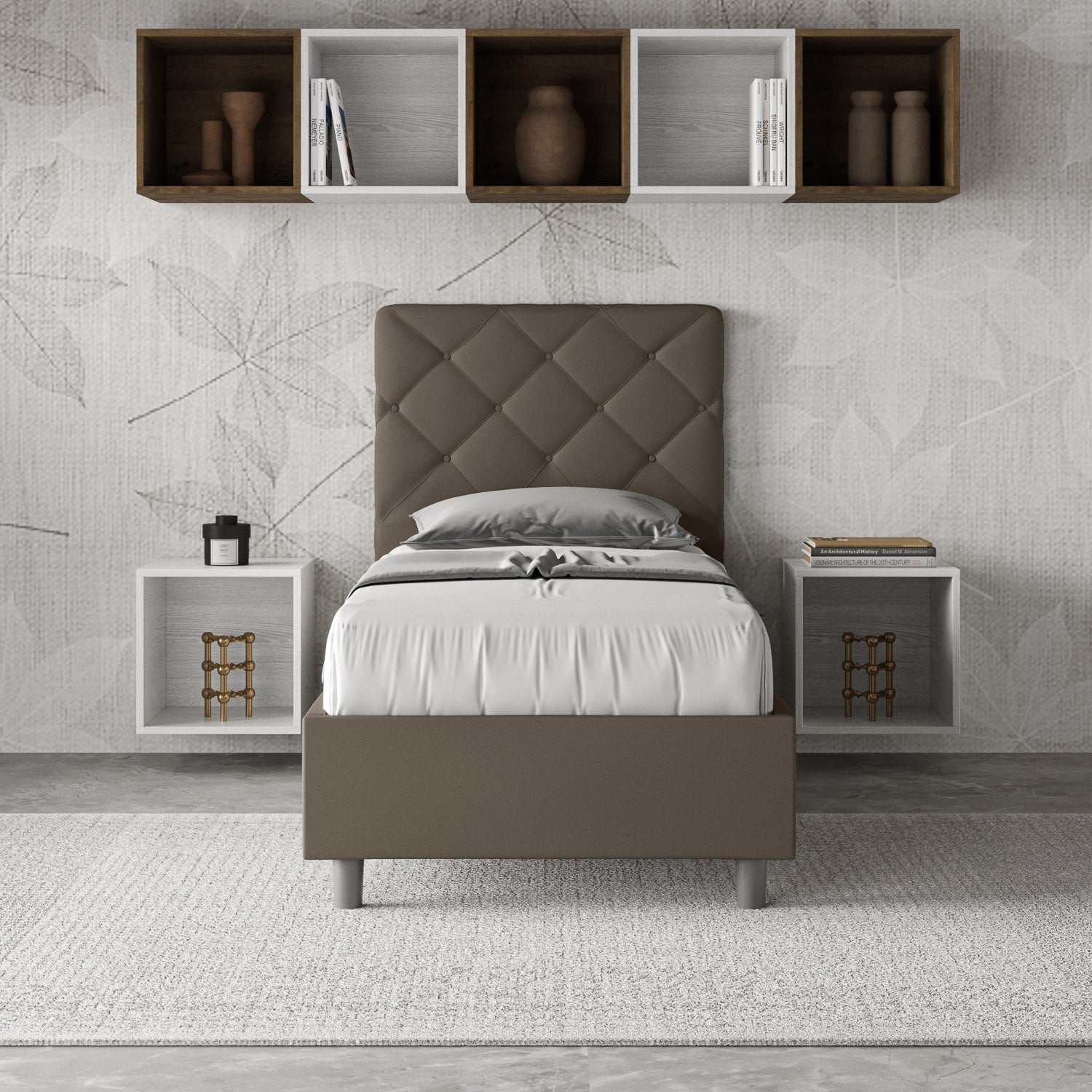 Letto Singolo 80x190 cm Senza Rete Priya Cappuccino...
