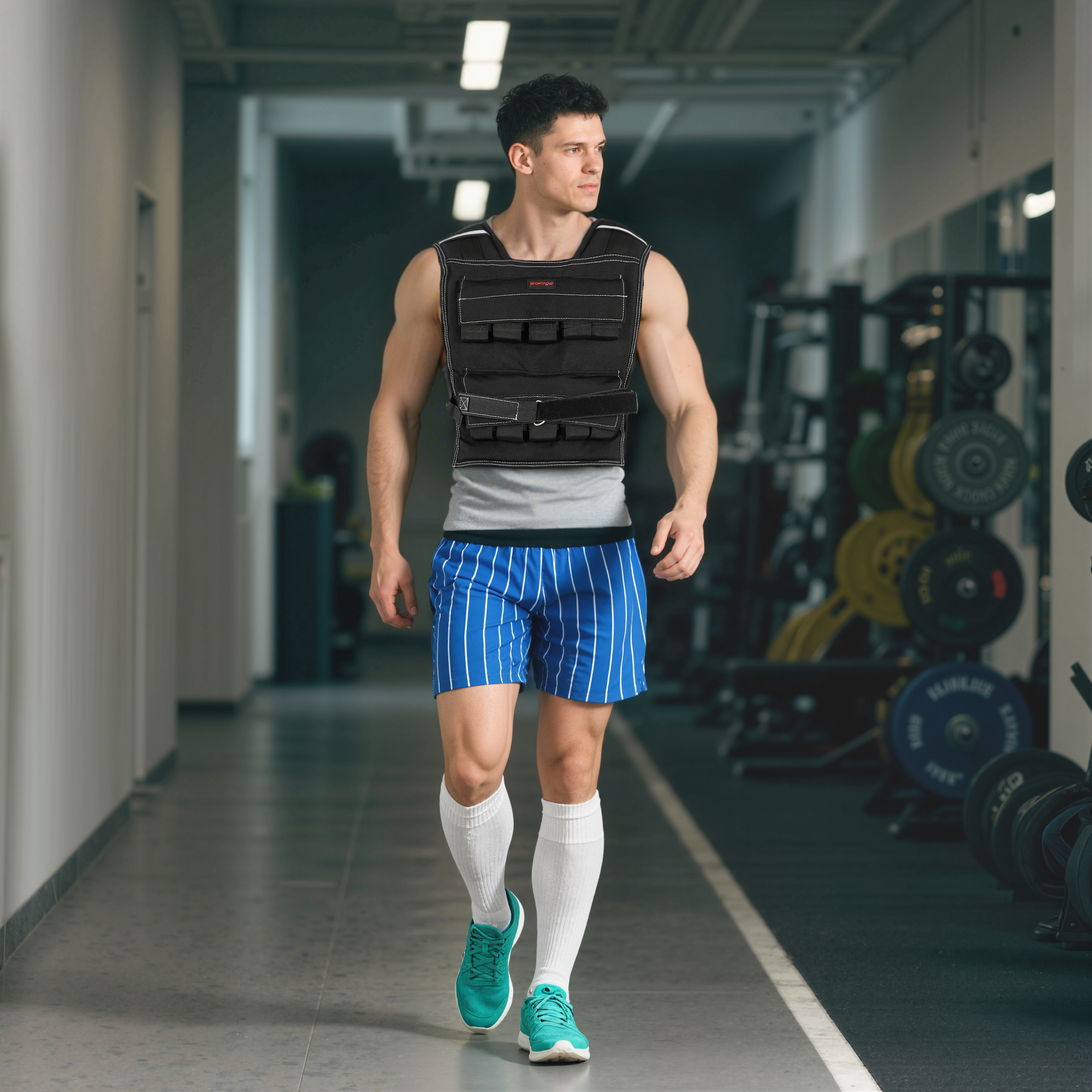 Gilet Zavorrato da 20kg Regolabile 50x40 cm con Strisce Catarifrangenti Nero...