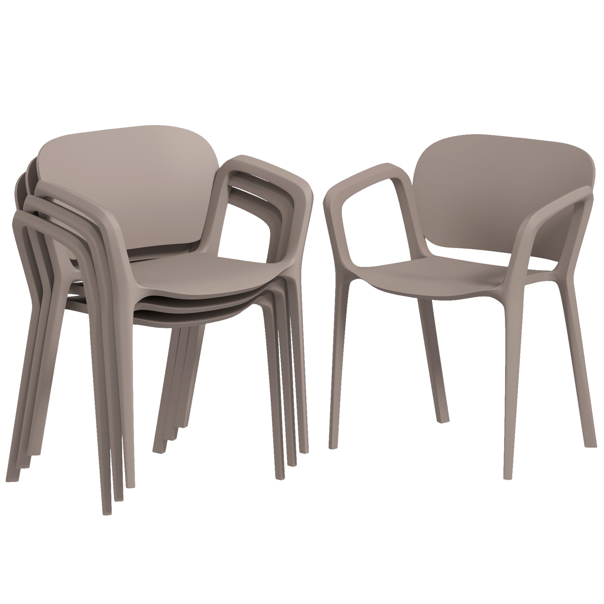 Set 4 Sedie da Giardino 60x56x75 cm Impilabili in Polipropilene Grigio