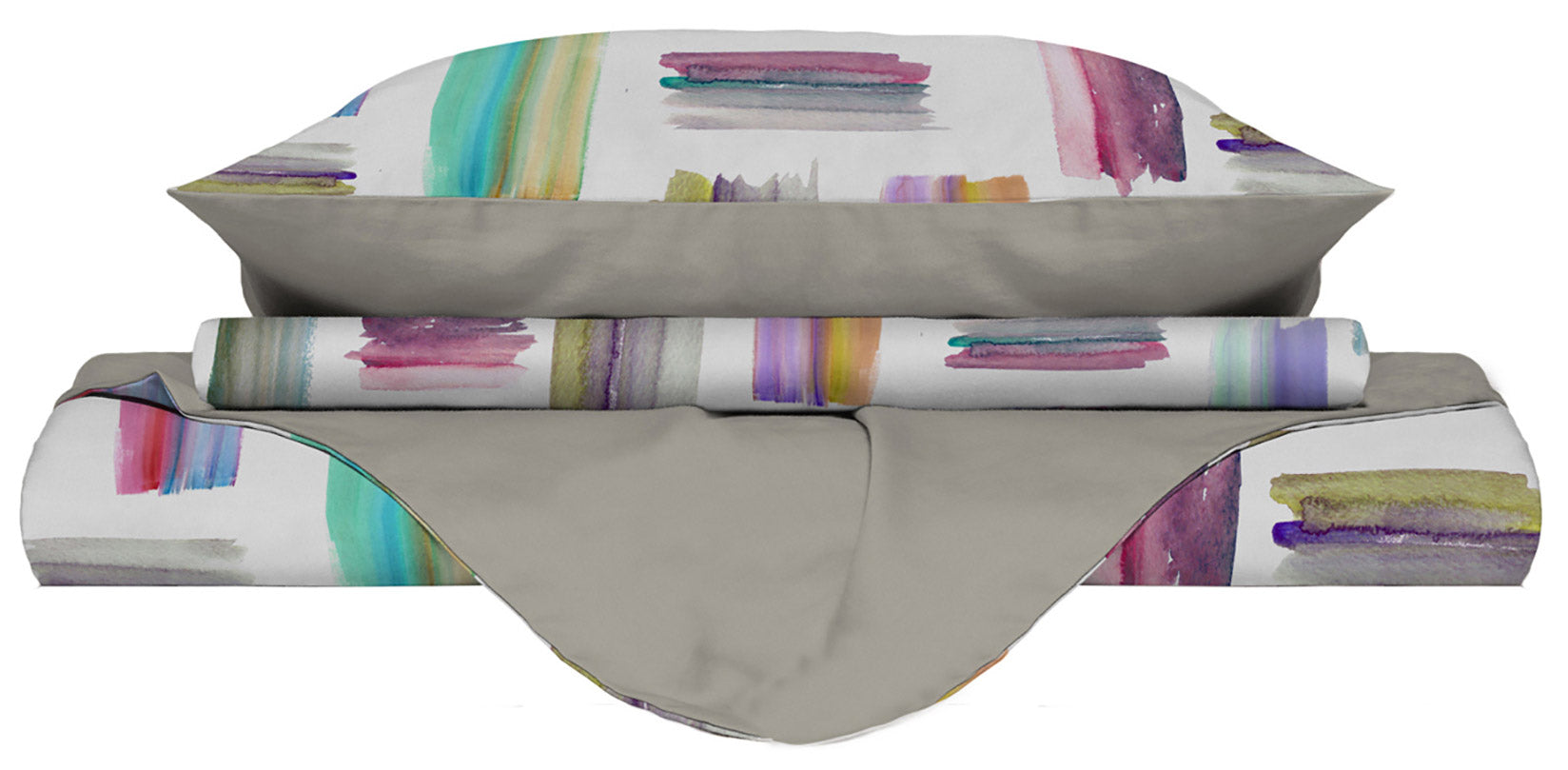 Copripiumino Matrimoniale con Stampa sul Sacco e Federe Doubleface Multicolor 
