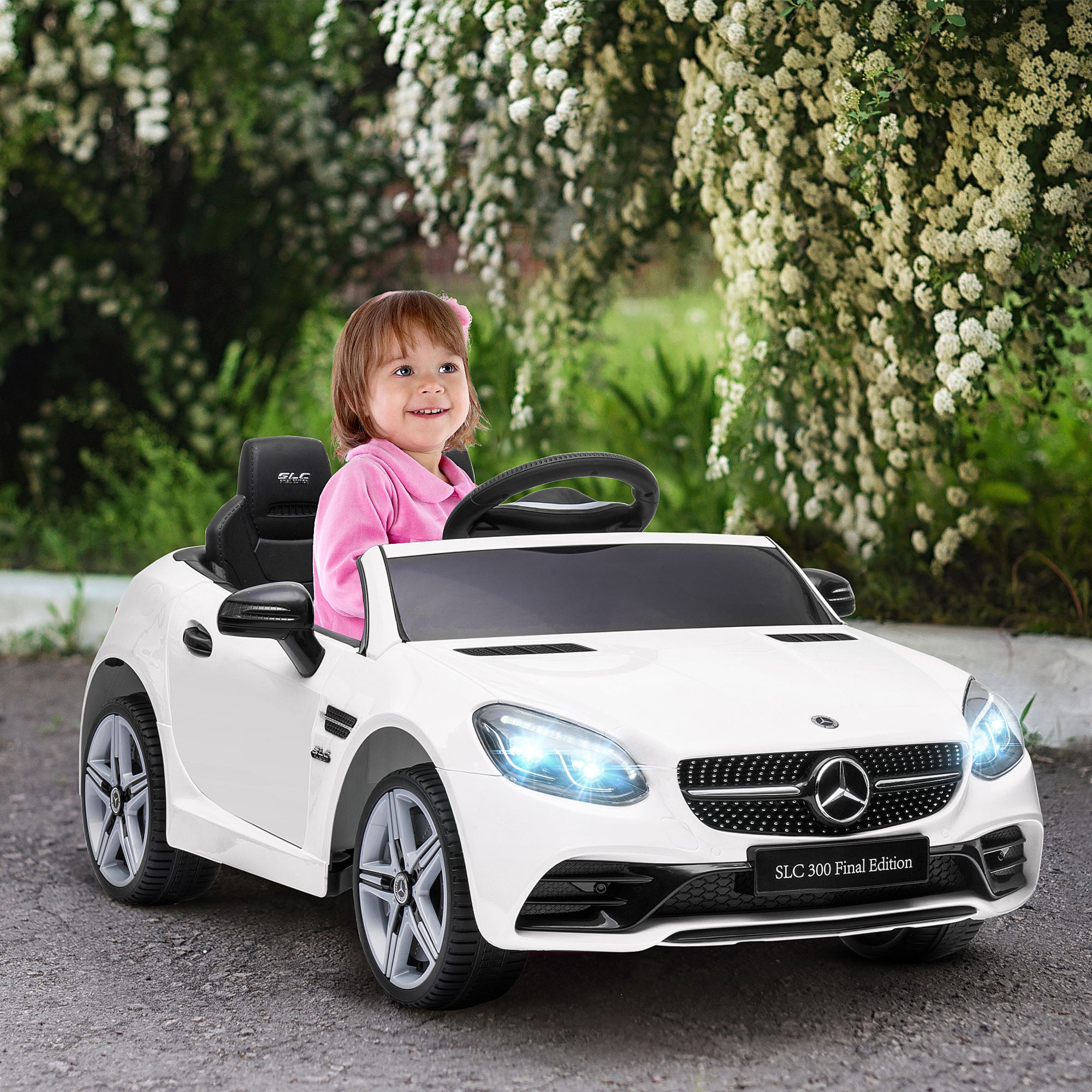 Macchina Elettrica per Bambini Licenza Mercedes SLC 300 con Telecomando Bianco...