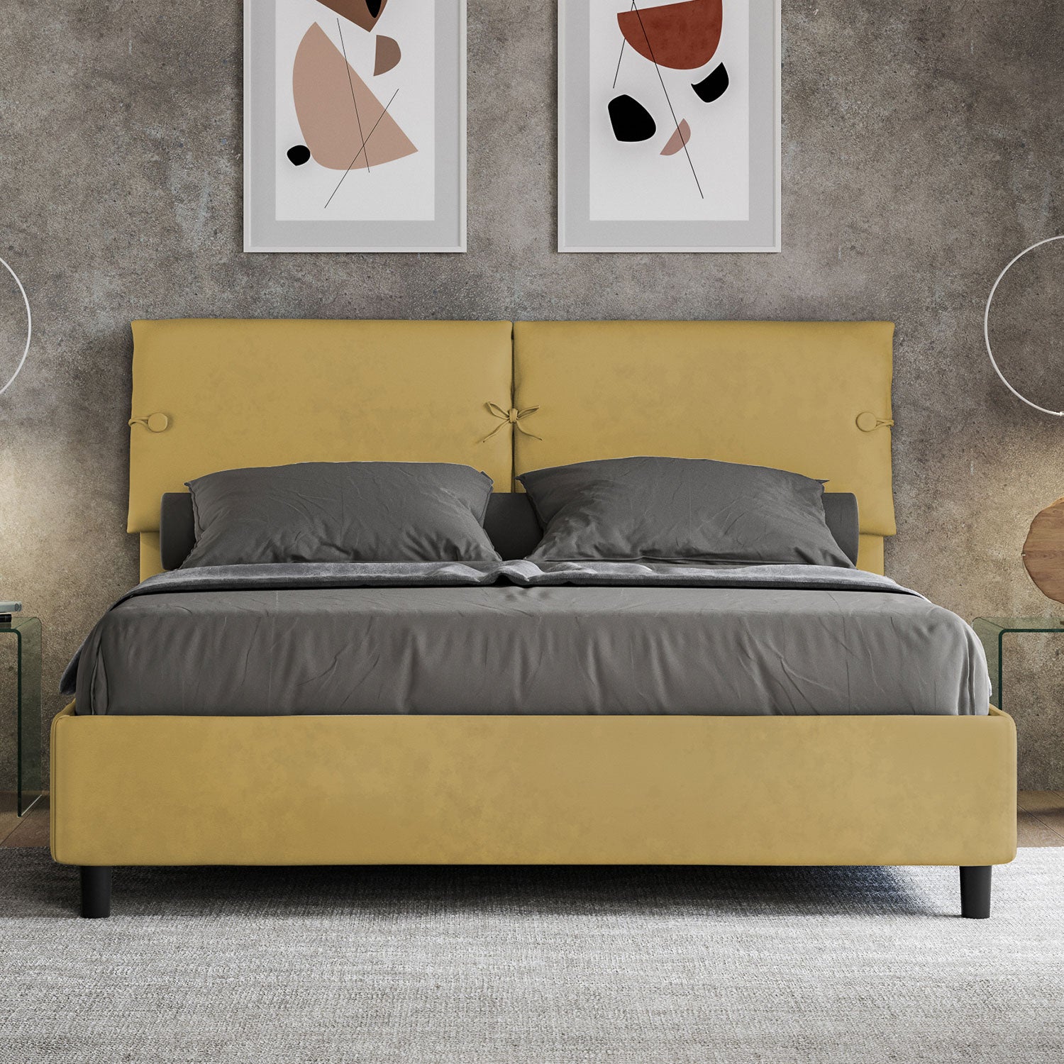 Letto Matrimoniale 160x210 cm con Rete Sleeper Ocra...