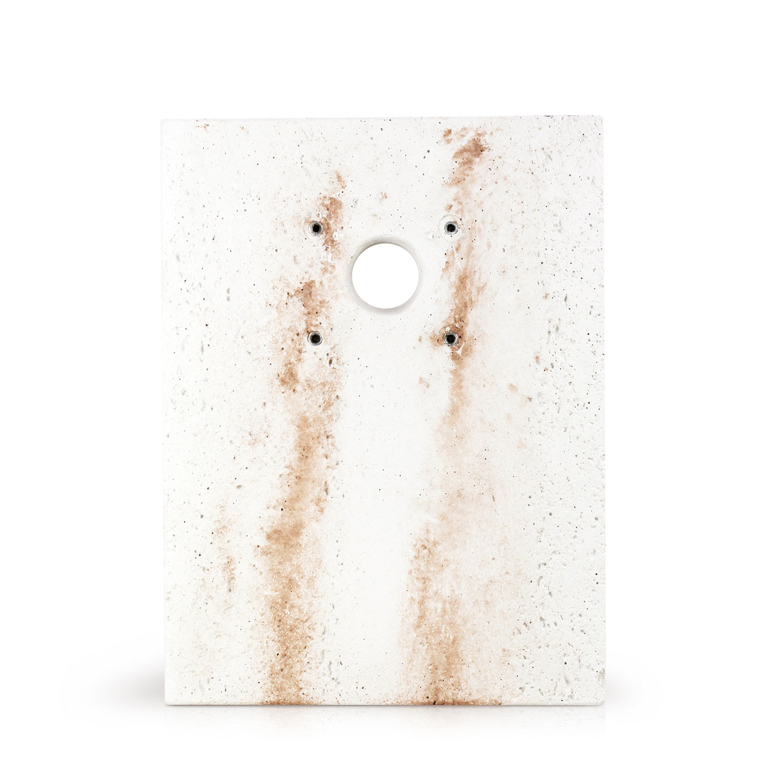 Basamento Rettangolare per Fontane 40x30x3 cm Ghiera Piccola in Cemento Effetto Travertino Bianco e Nocciola