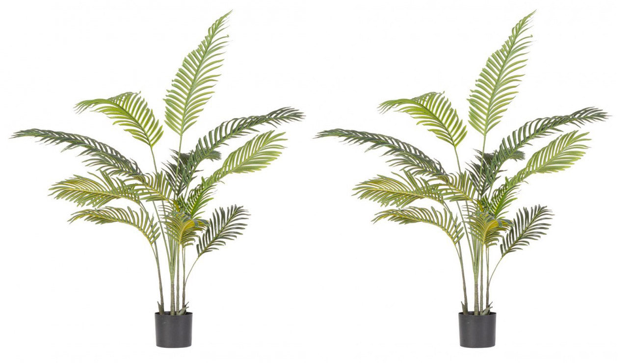 Set 2 Piante Artificiali di Kenzia Ø90x120 cm in Plastica con Vasi Verde