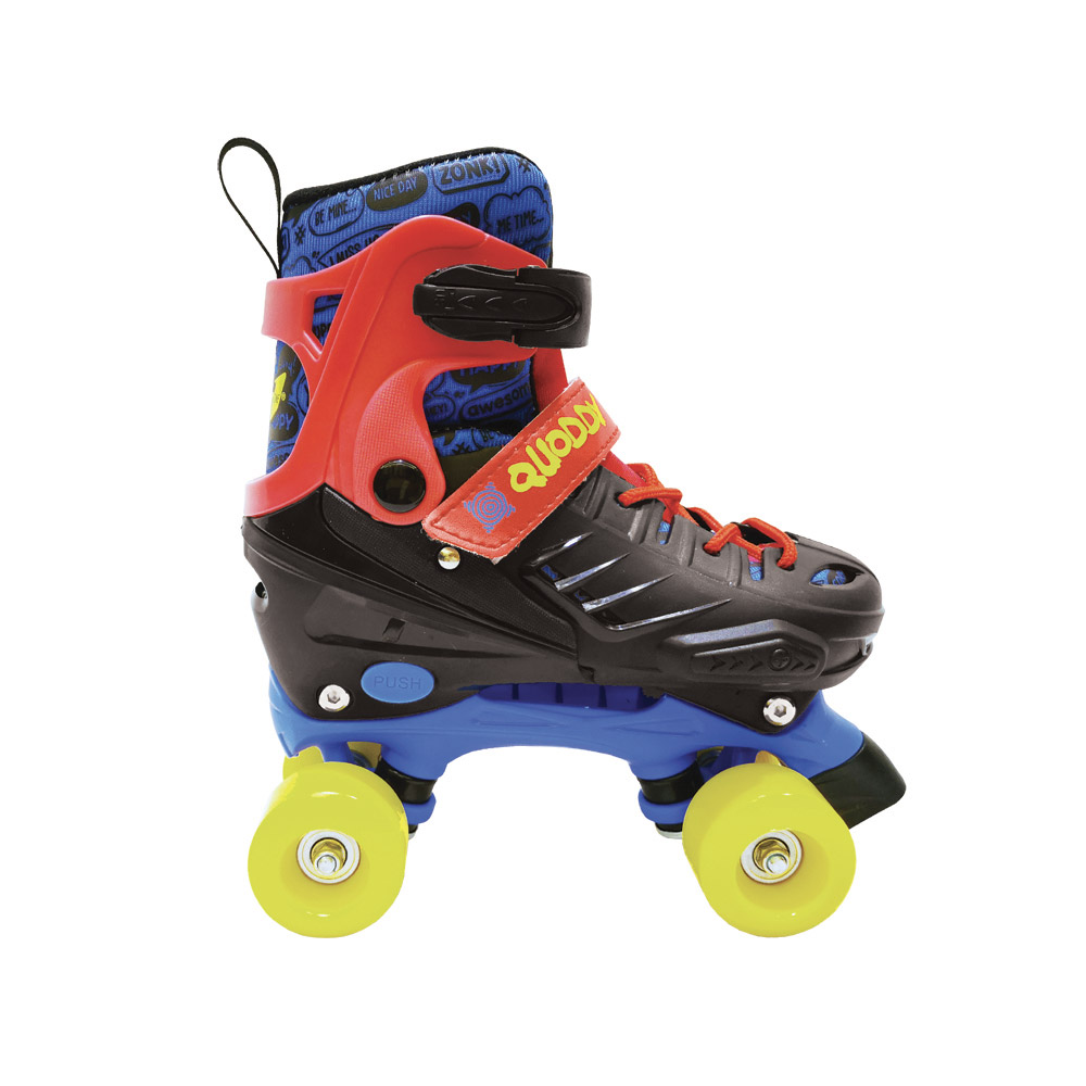 Pattini Classici con Scarpa Allungabile Misura Regolabile 35-38 Freno a Tampone Blu/Rosso