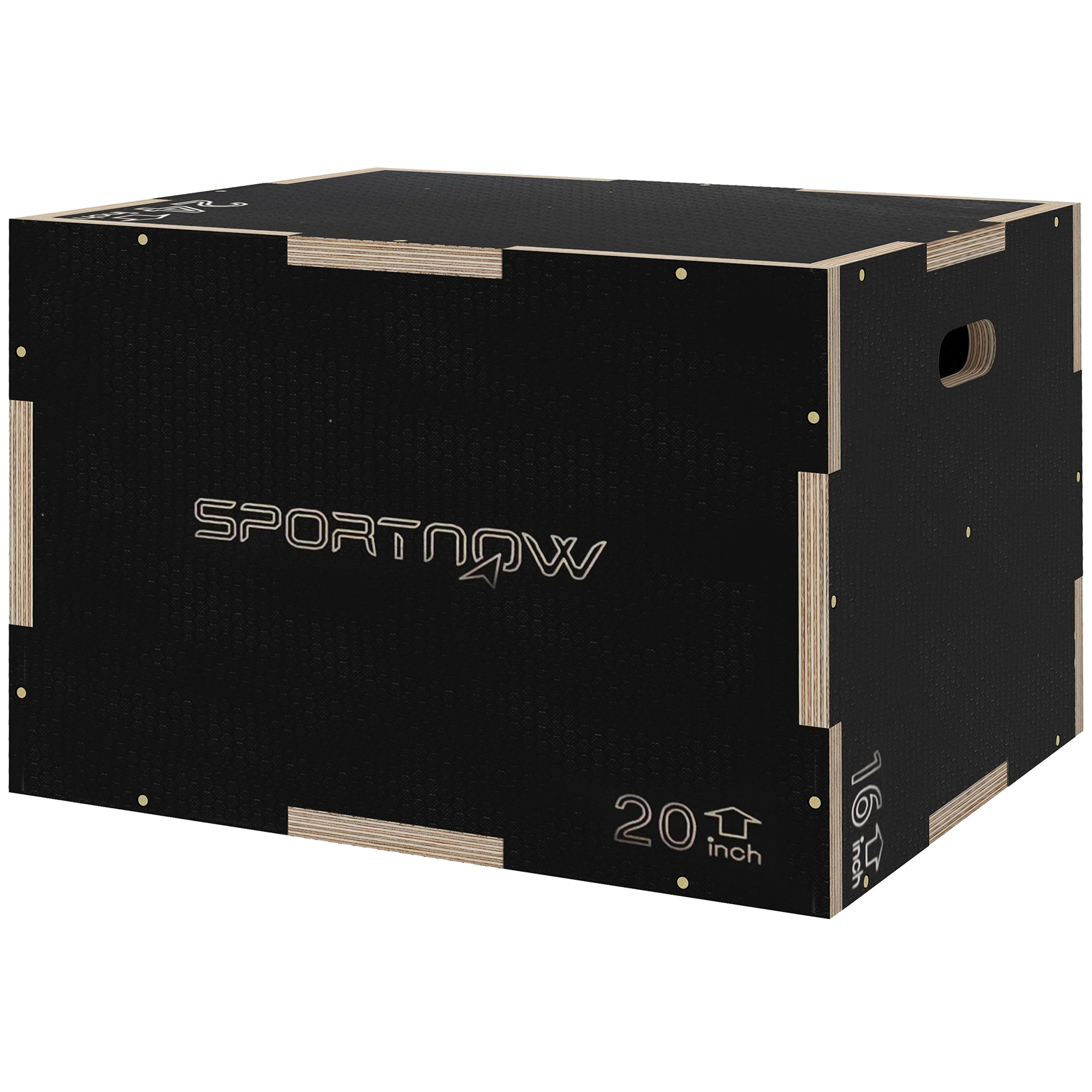 Image of Box Jump Pliometrico a 3 Altezze 61-51-41 cm in Legno Antiscivolo Nero