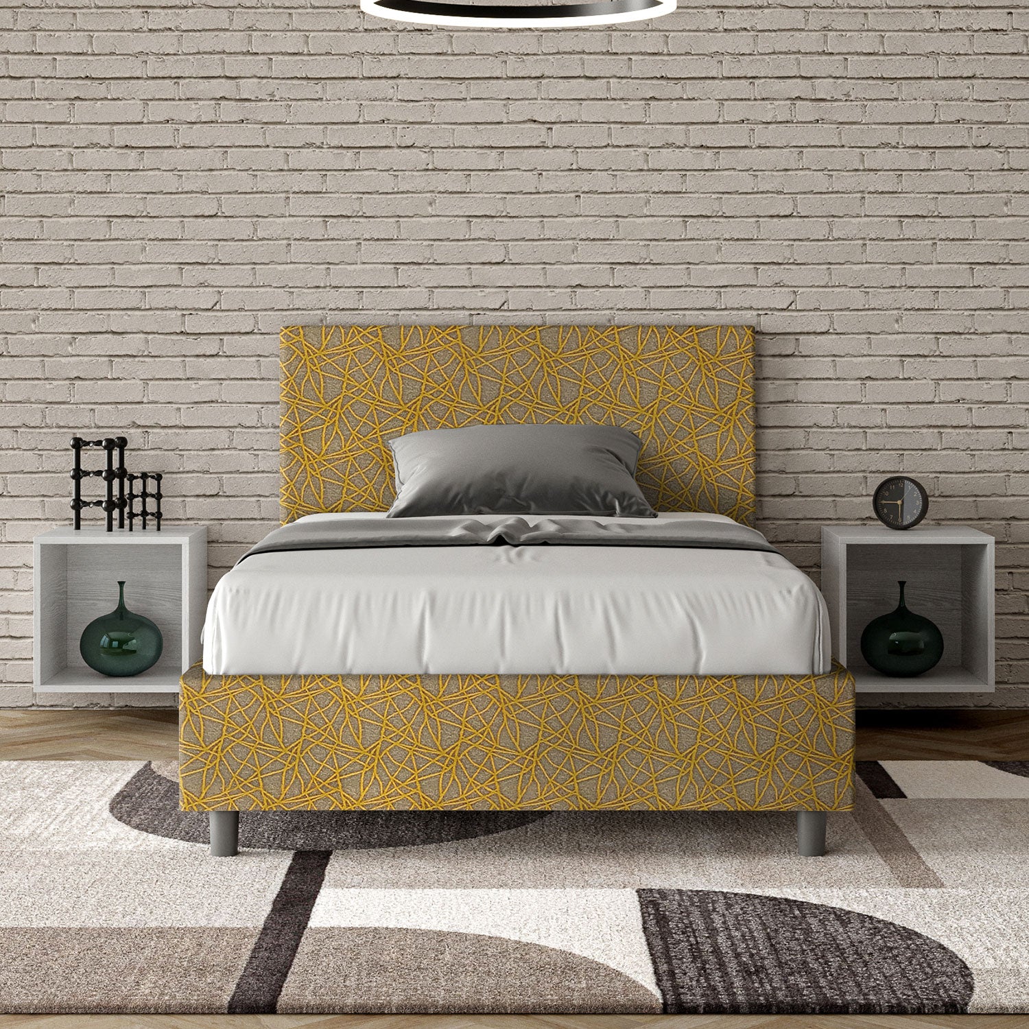 Letto 1 Piazza e Mezzo 120x200 cm Senza Rete Adele Era 06 Giallo...