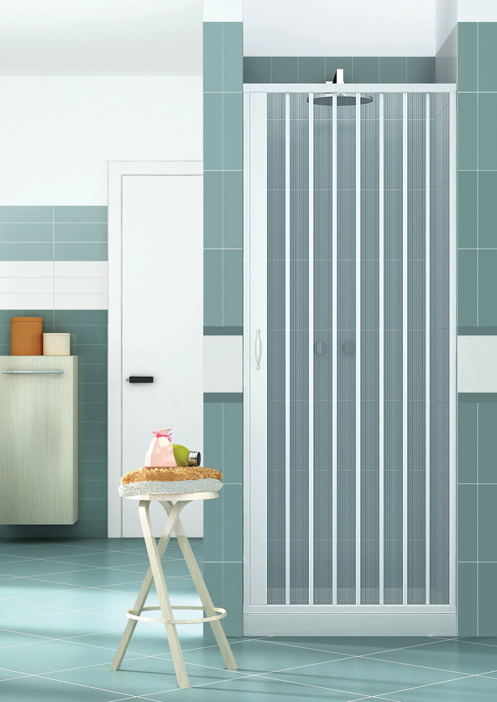 Porta Parete Doccia 75 cm 1 Anta a Soffietto in PVC H185 Caldoni Vens Bianco...