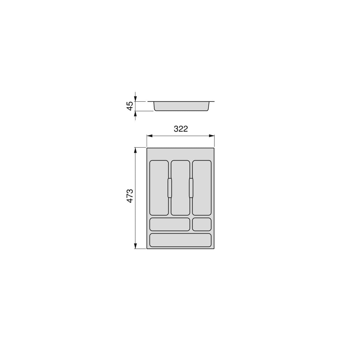 Portaposate Optima Vertex/Concept 500mm Plastica Grigio Antracite Emuca...