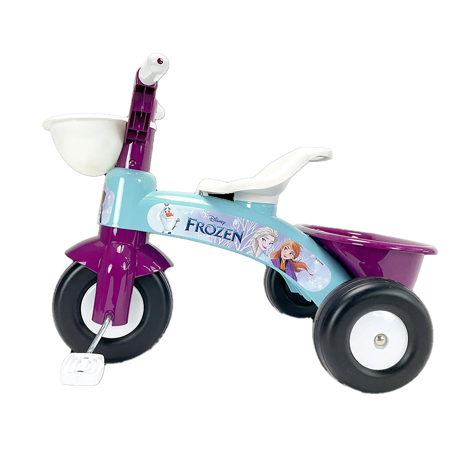 Triciclo a Pedali Primi Passi per Bambini 3 Ruote e Vano Contenitore Disney Frozen Azzurro e Viola...