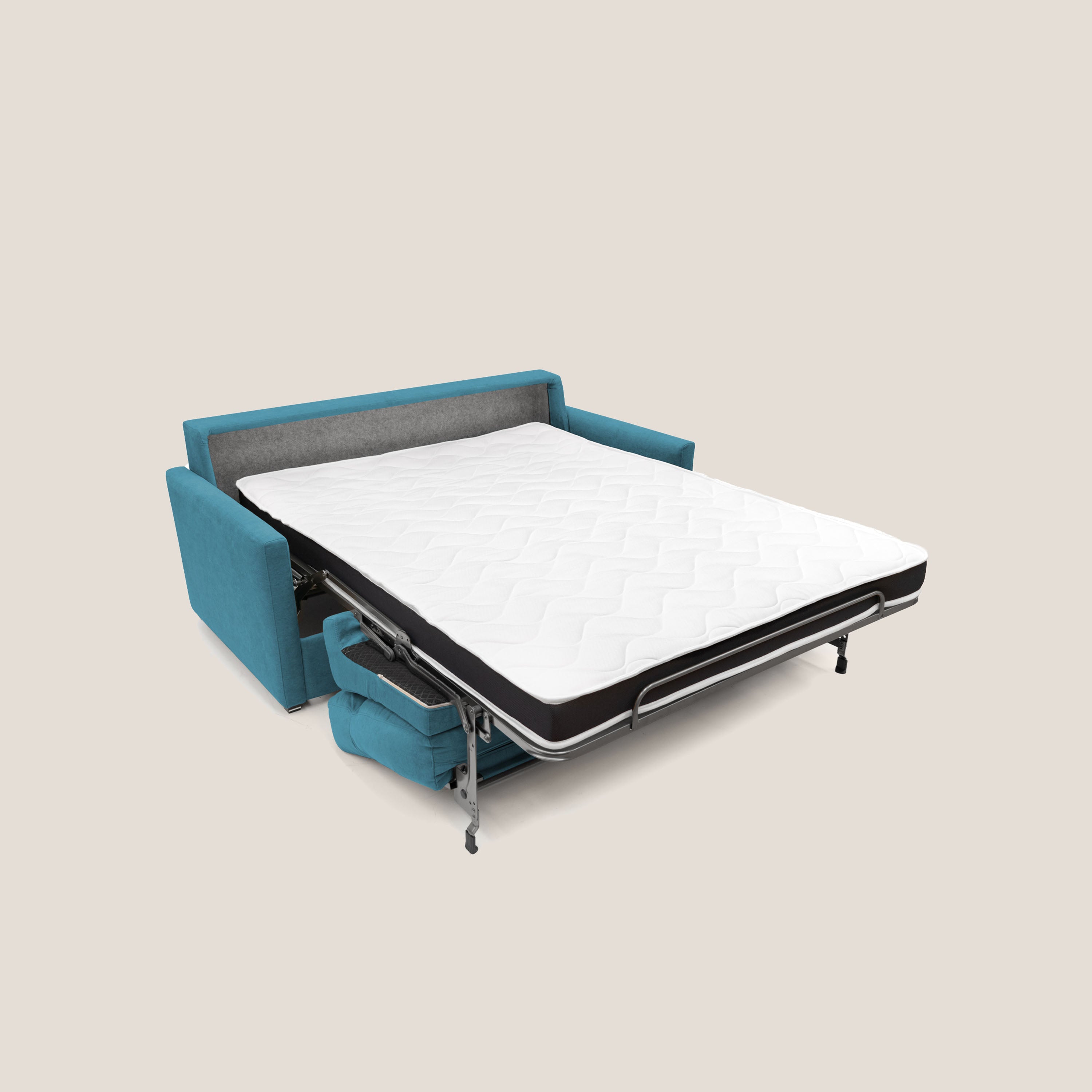 Divano Letto 3 Posti 196x102x97 cm in Tessuto Azzurro
