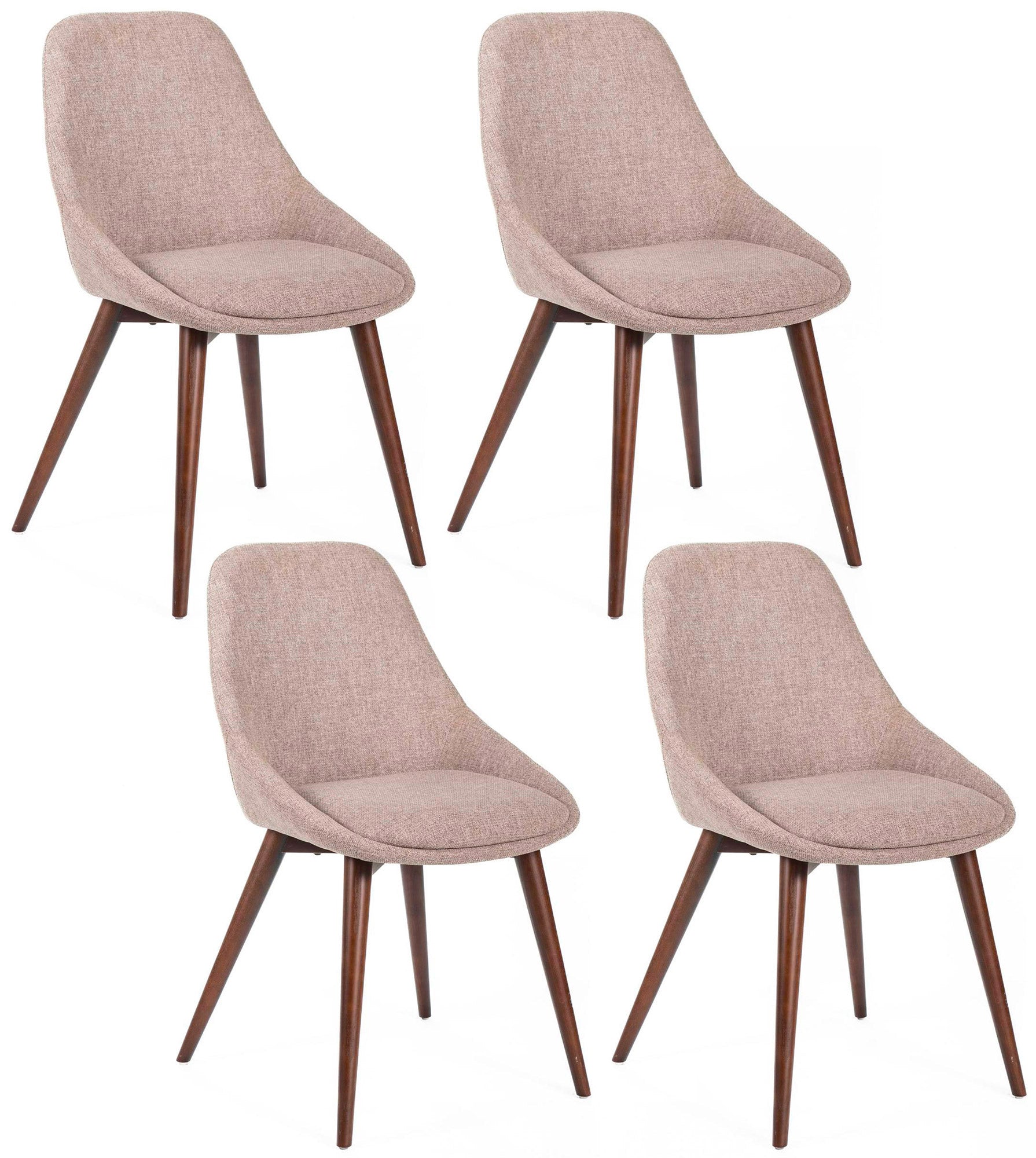 Image of Set 4 Sedie 58x49xH85 cm in Tessuto Astrid Marrone Chiaro