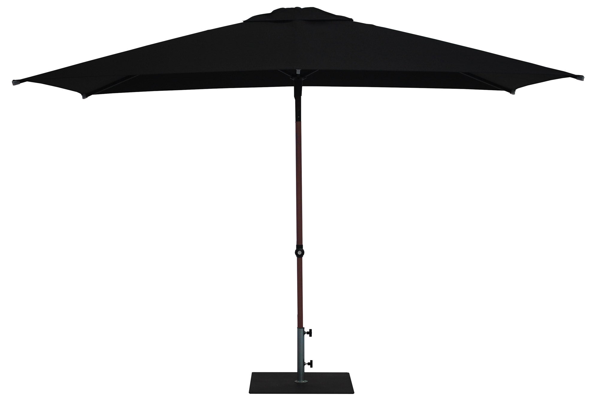 Ombrellone da Giardino 3x2 m Palo Ø38 mm in Alluminio Effetto Legno Tessuto Olefin Trend Wood Nero