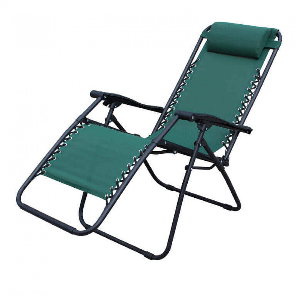 Sedia Sdraio Zero Gravity Reclinabile Pieghevole 88x65x110 h cm in Acciaio e Textilene Verde Scuro...