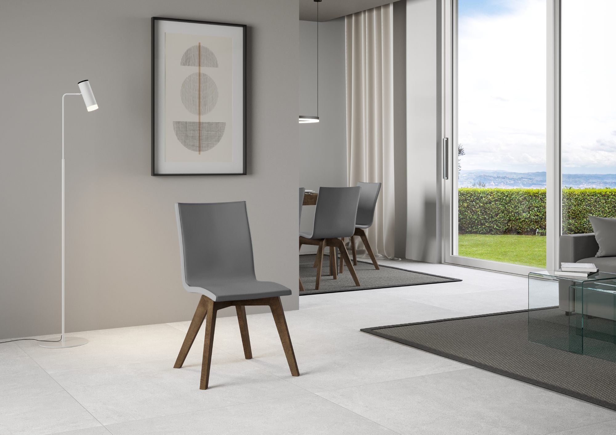 Image of Sedia 52x52x87 cm Trudy gambe noce in Similpelle Grigio
