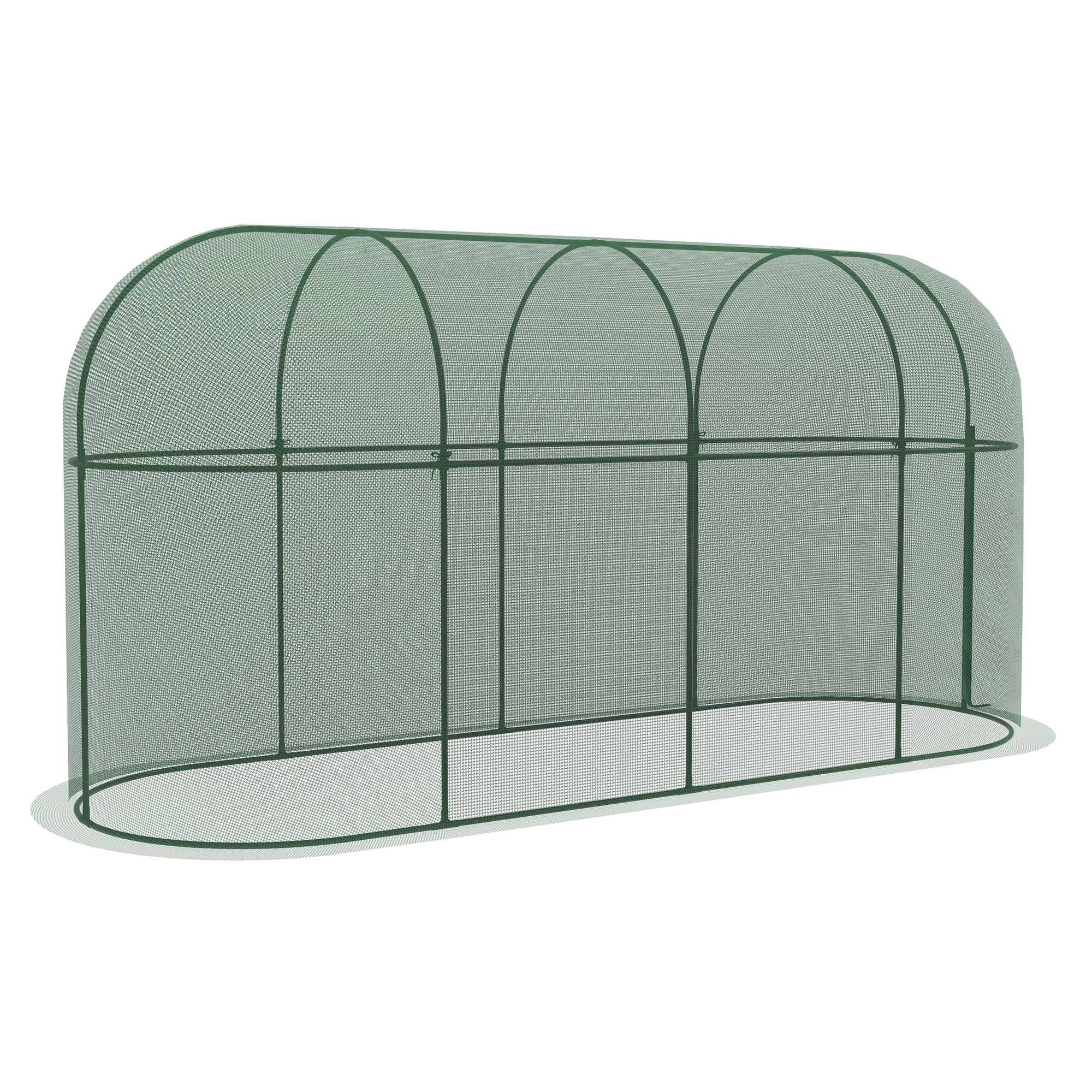 Image of Serra per Piante a Rete con Porta a Cerniera e Picchetti a Terra 3x1x1,5m Verde