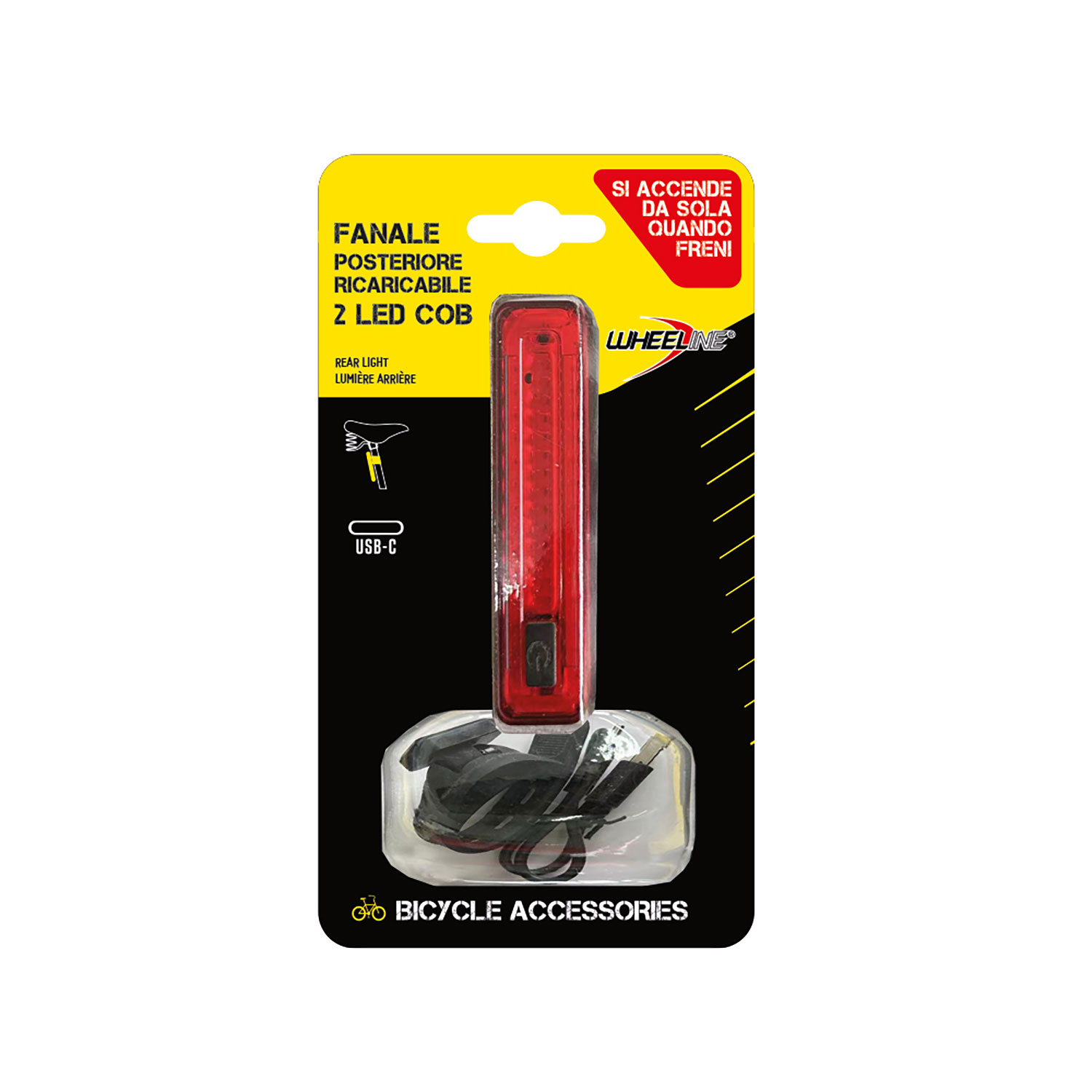 Luce Posteriore per Bicicletta Linear Universale Ricaricabile IPX4 Luce Rossa Fissa e Lampeggiante...