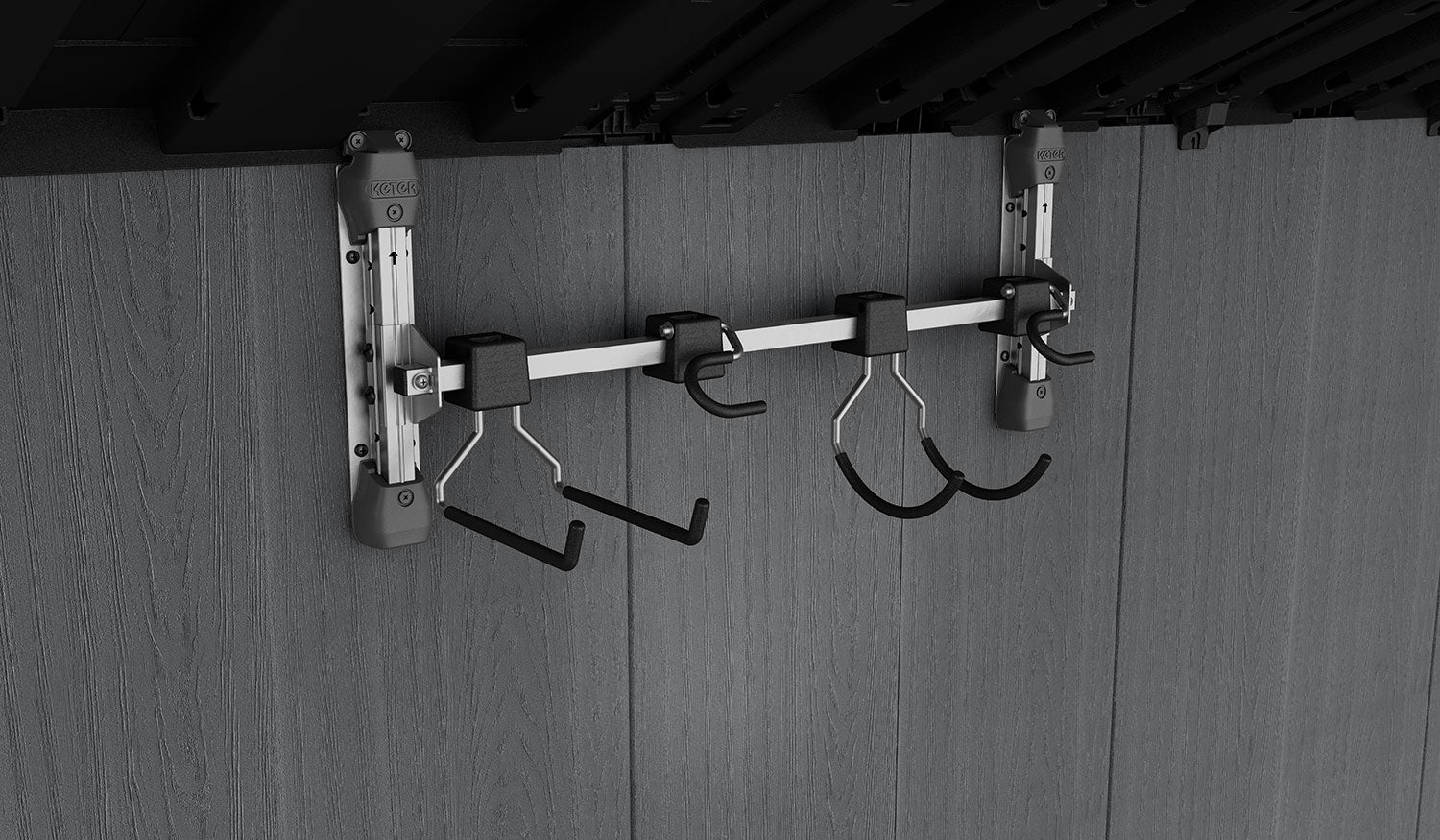 Appendi Attrezzi 74x15x30 cm Keter con 4 Ganci Capacità Totale 36 kg in Acciaio Grigio e Nero...