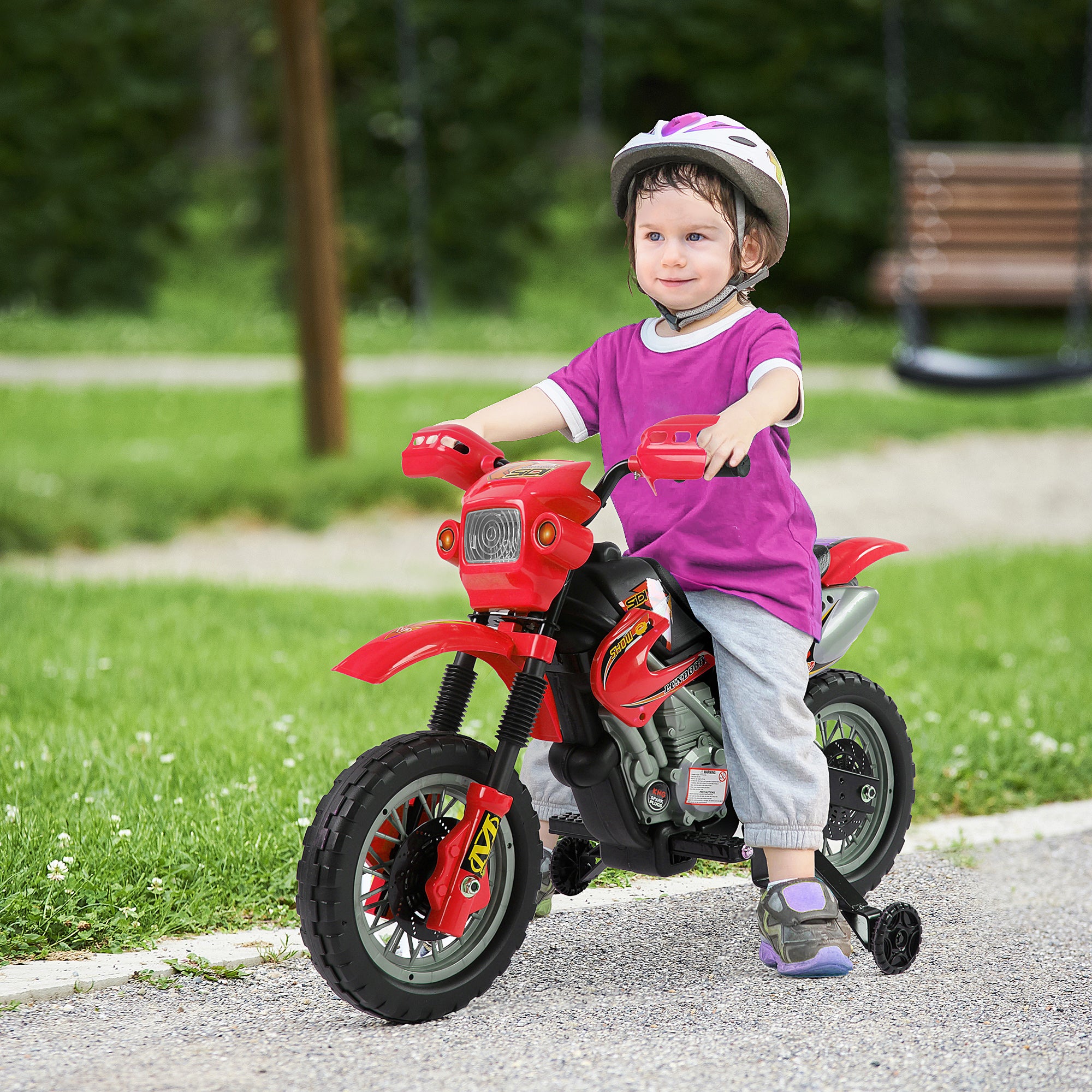 Moto Elettrica per Bambini 6V in Plastica PP Rosso e Nero...