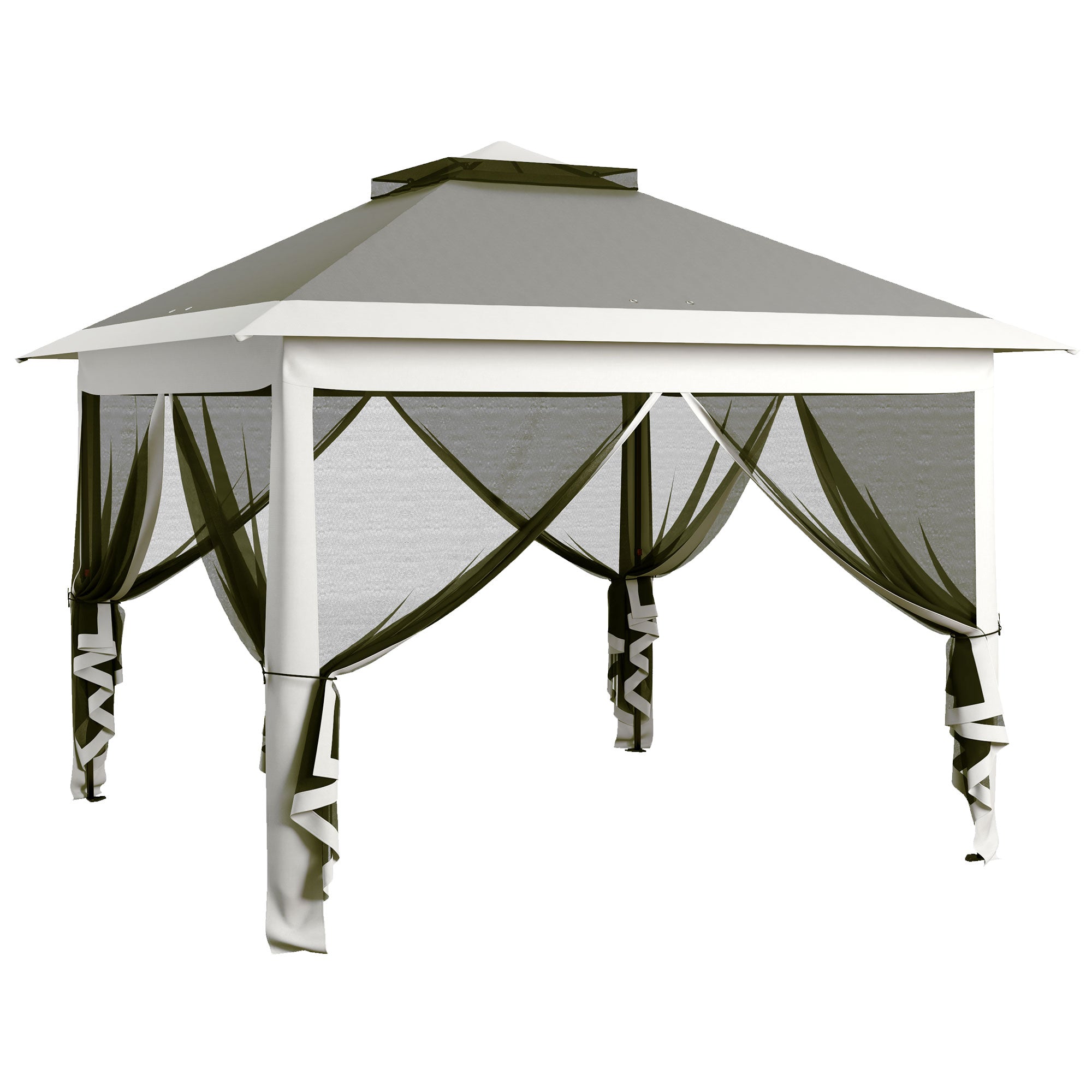 Gazebo da Giardino 330x330x280 cm Altezza Regolabile con Zanzariere in Metallo e Tessuto Oxford Grigio Scuro