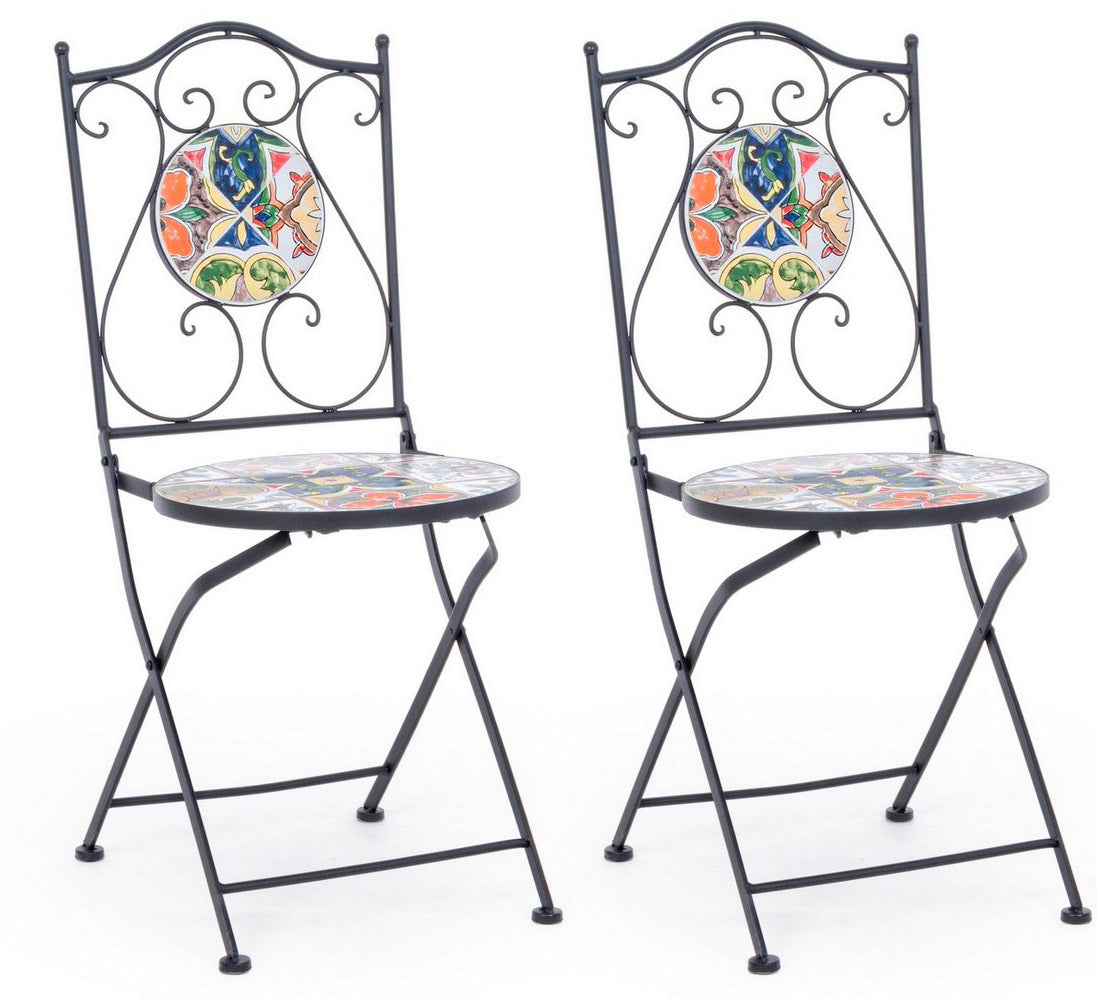 Image of Set 2 Sedie Pieghevoli da Giardino 39x47x92 cm in Metallo Paloma