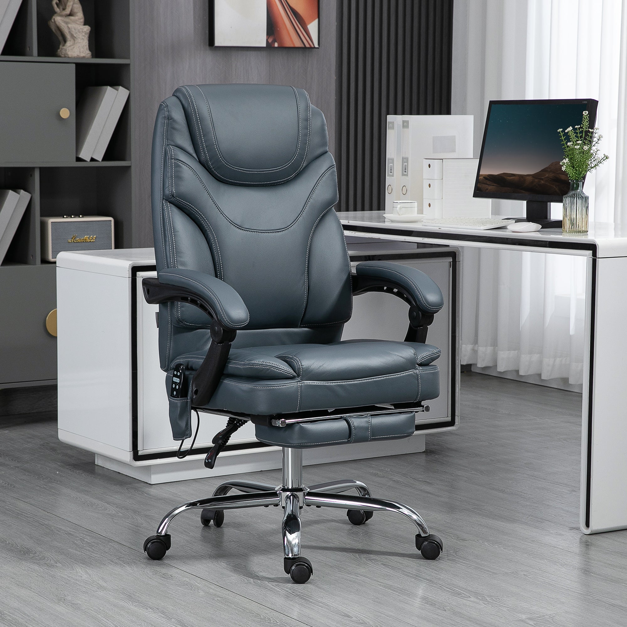 Sedia Operativa da Ufficio Massaggiante e Riscaldante 67x67x113-121 cm Grigio...