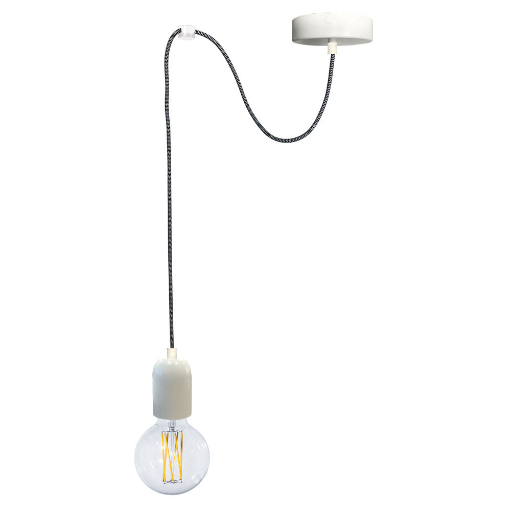 Image of Sospensione 1xE27 3Mt Montatura Verniciata Bianco E-Energy Elaide