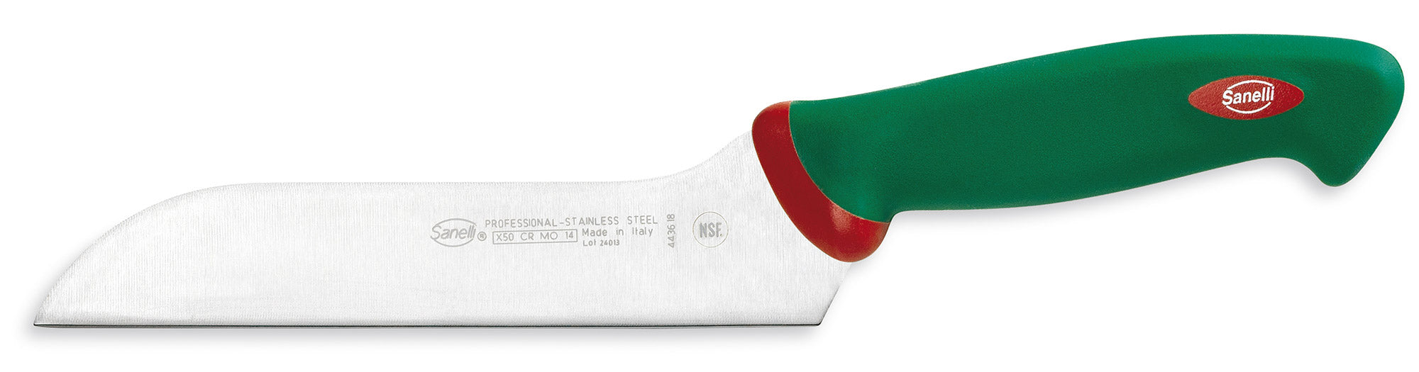 Image of Coltello per Formaggio Zancato Lama 18 cm Manico Antiscivolo Sanelli Premana Verde/Rosso