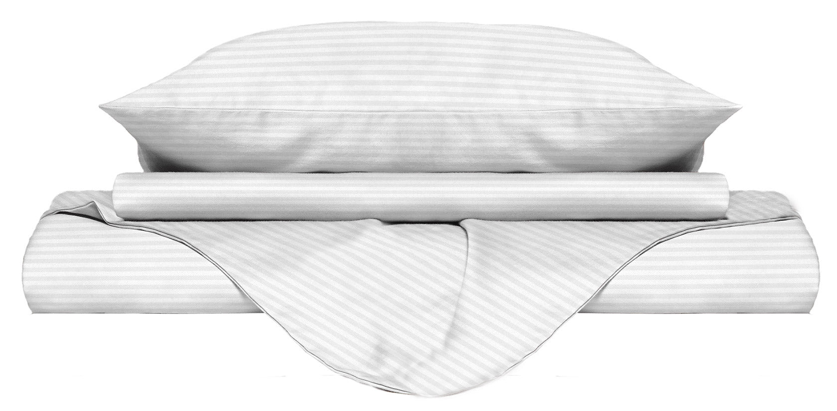 Image of Copripiumino Matrimoniale con Sacco e Federe in Raso di Poliestere Bianco